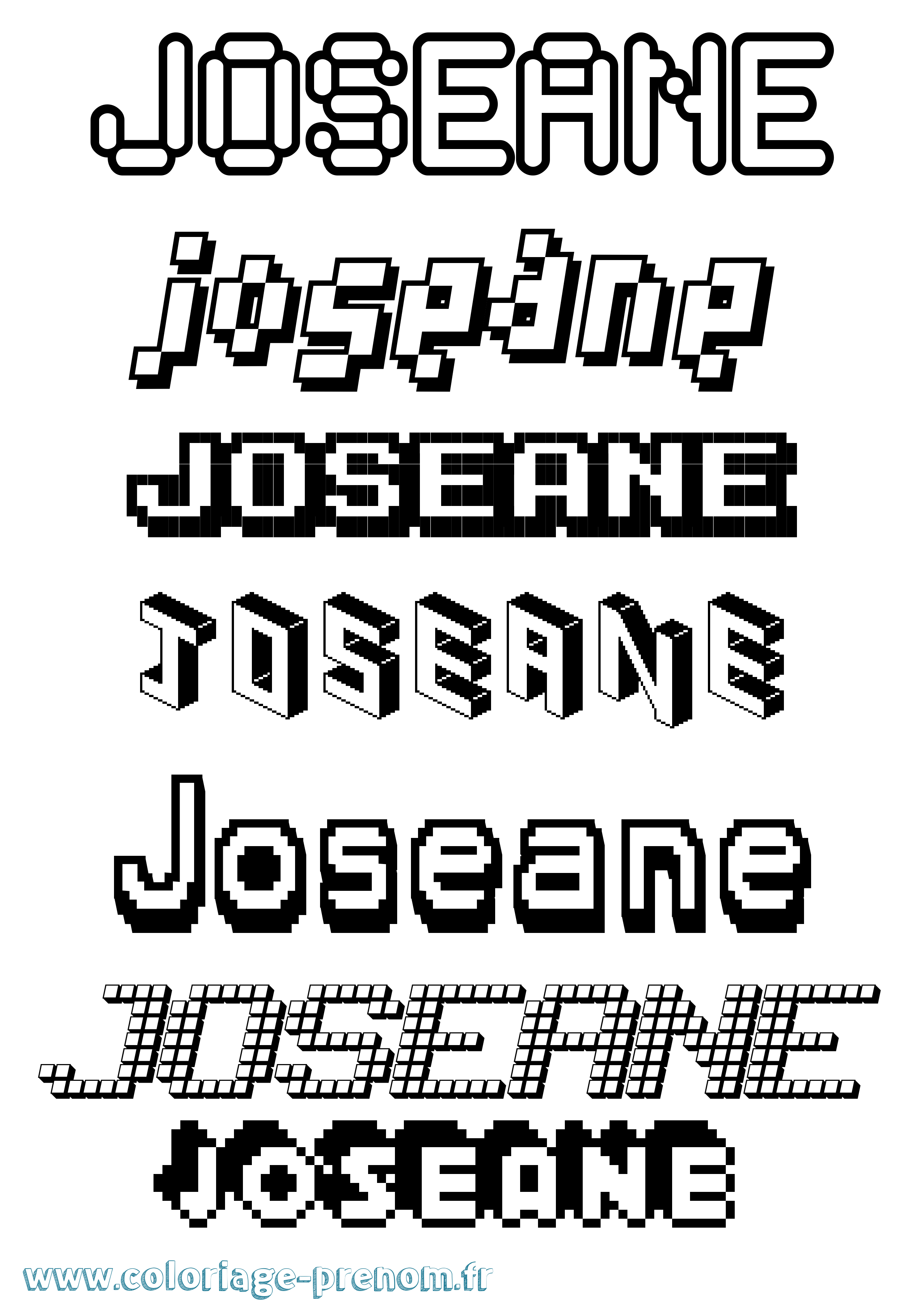Coloriage prénom Joseane Pixel