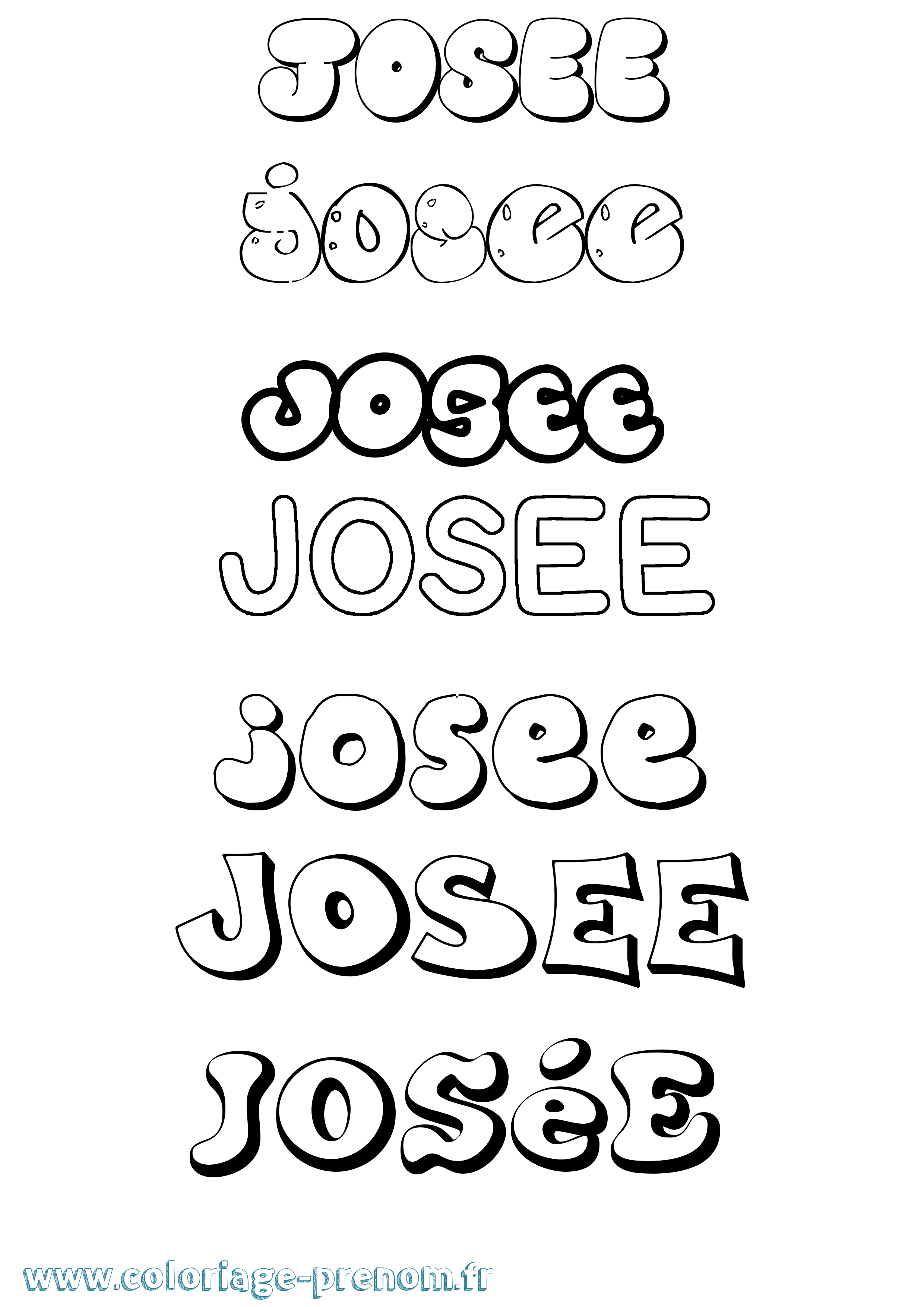 Coloriage Josée Bubble Coloriage prénom Josée Bubble