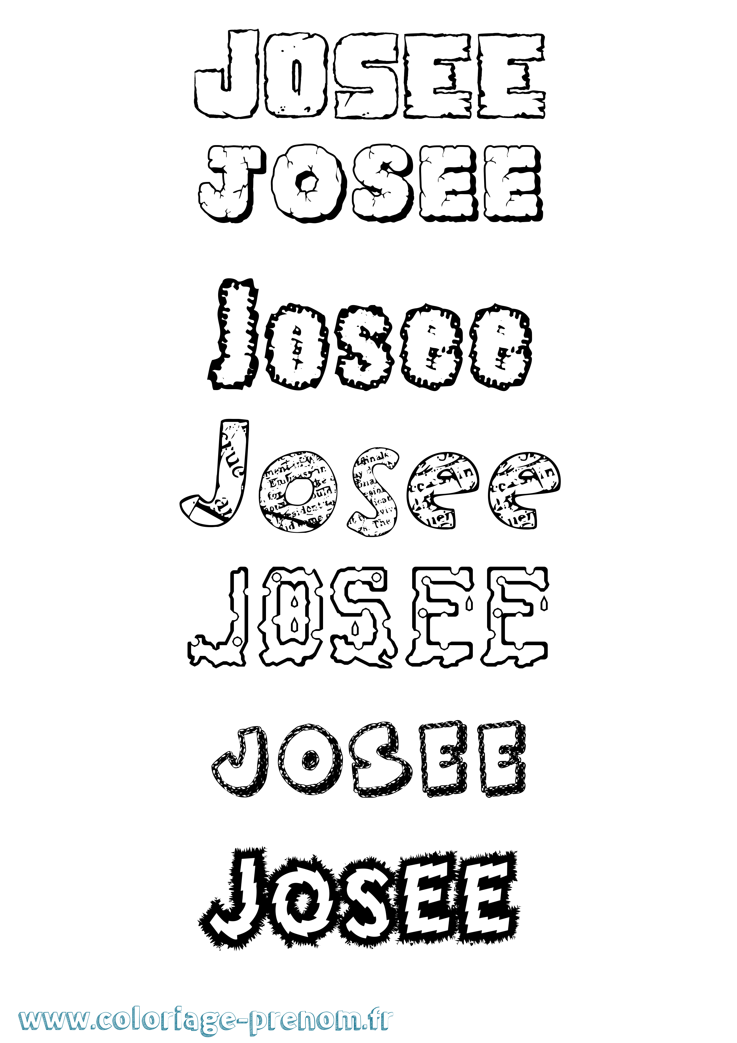 Coloriage prénom Josée Destructuré