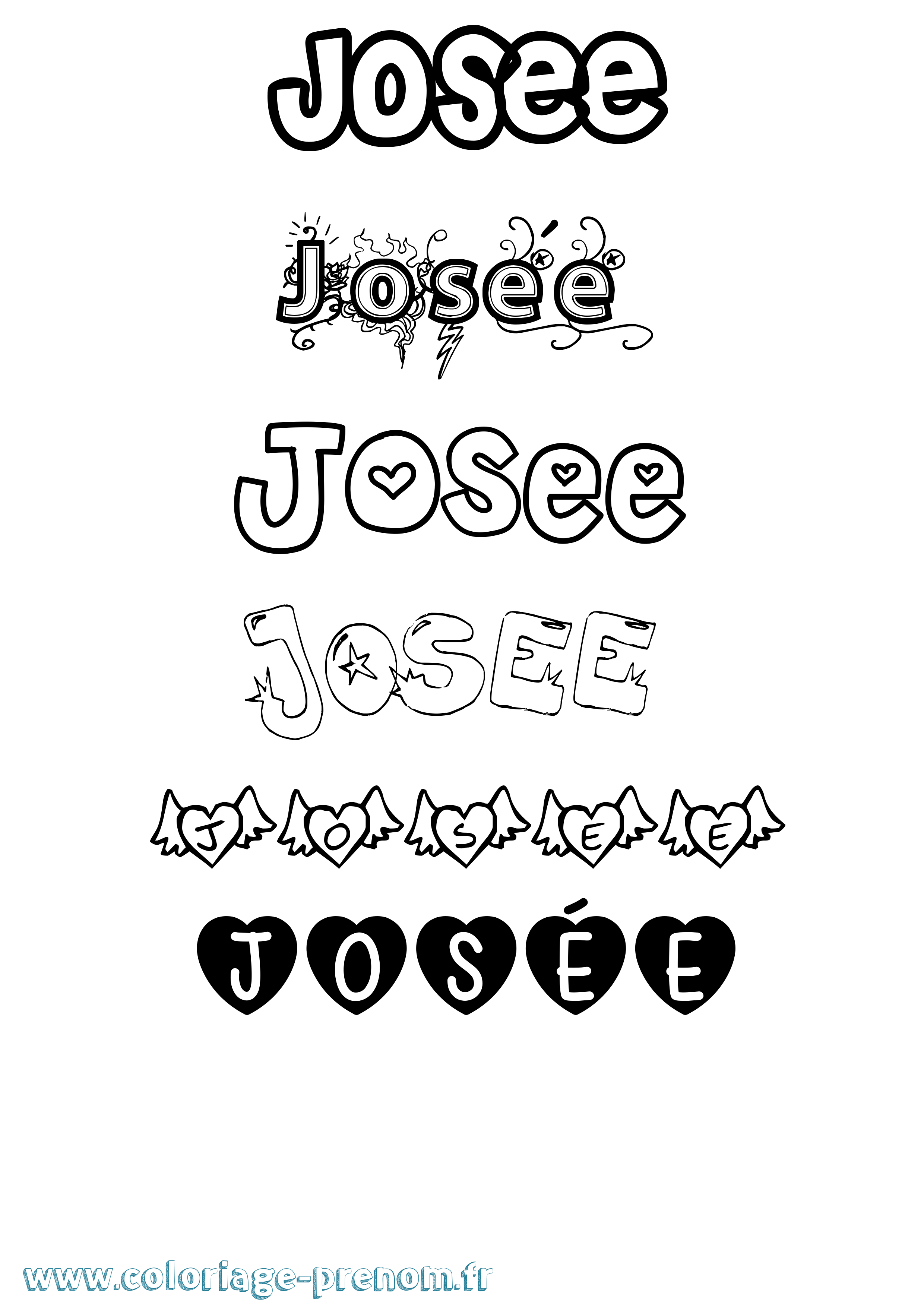 Coloriage prénom Josée Girly
