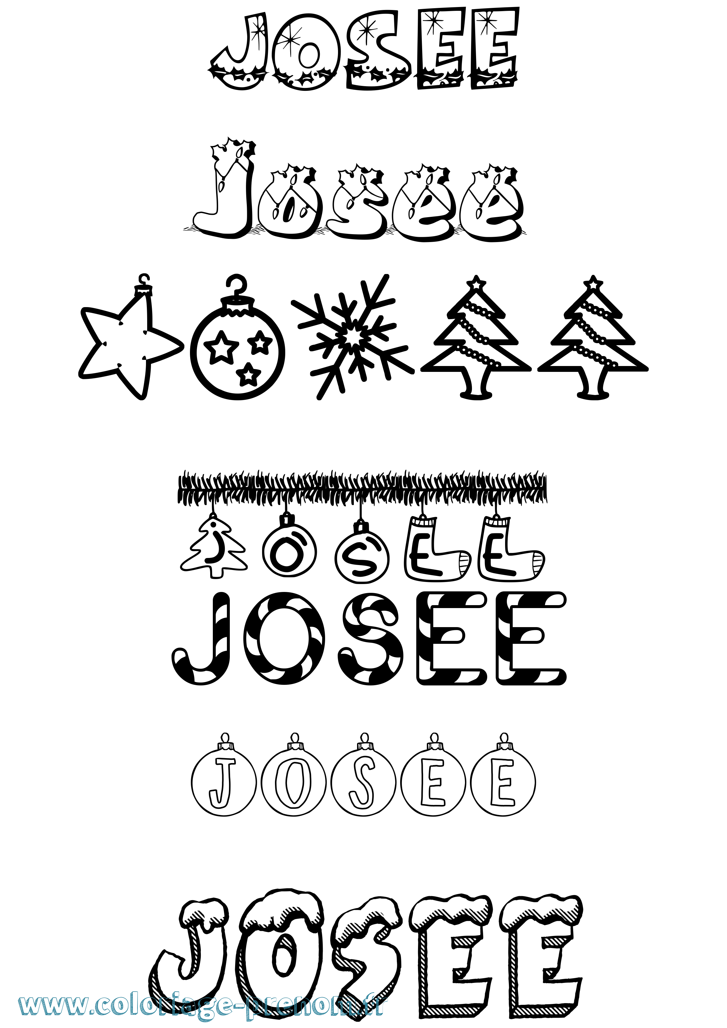Coloriage prénom Josée Noël