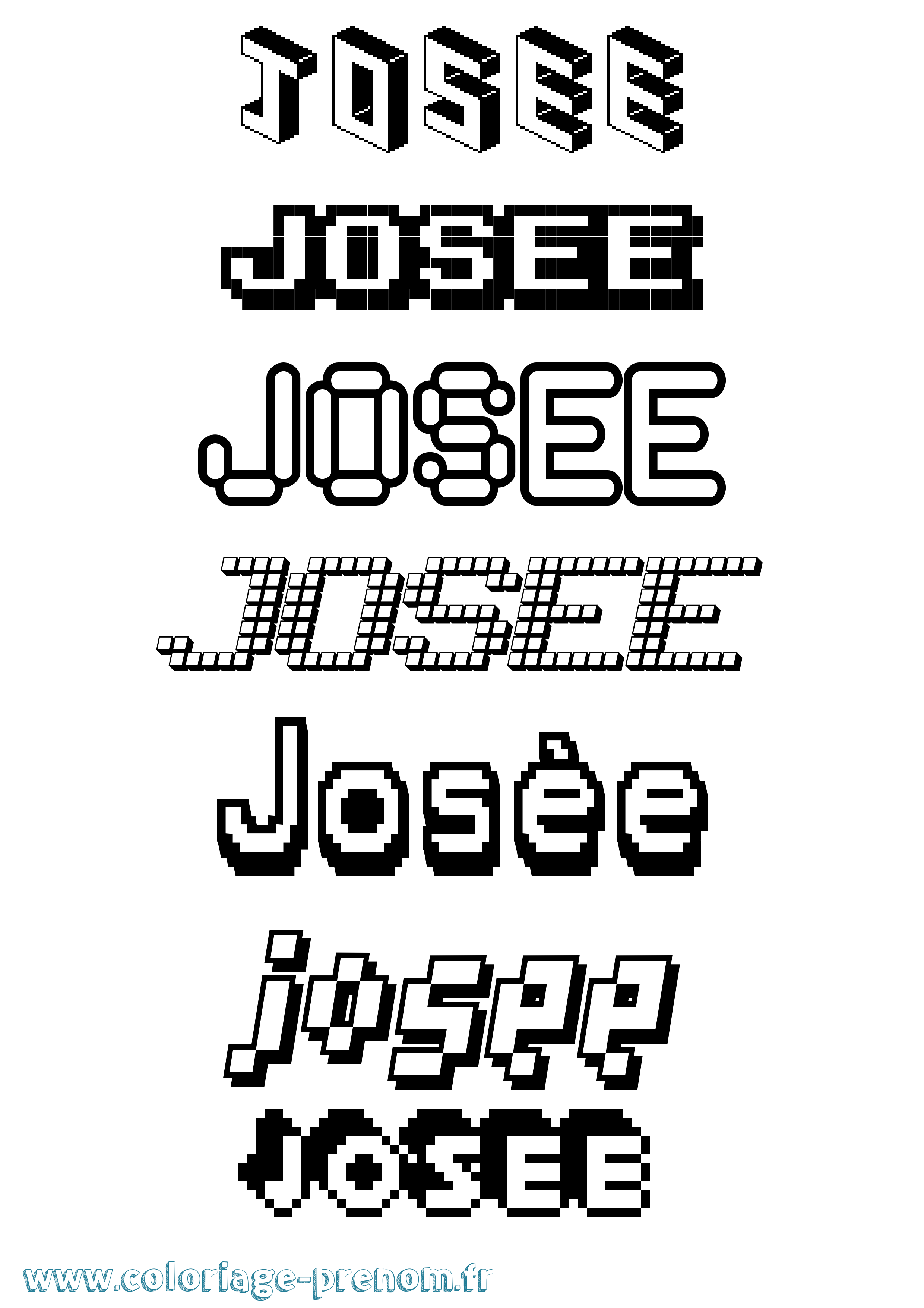 Coloriage prénom Josée Pixel