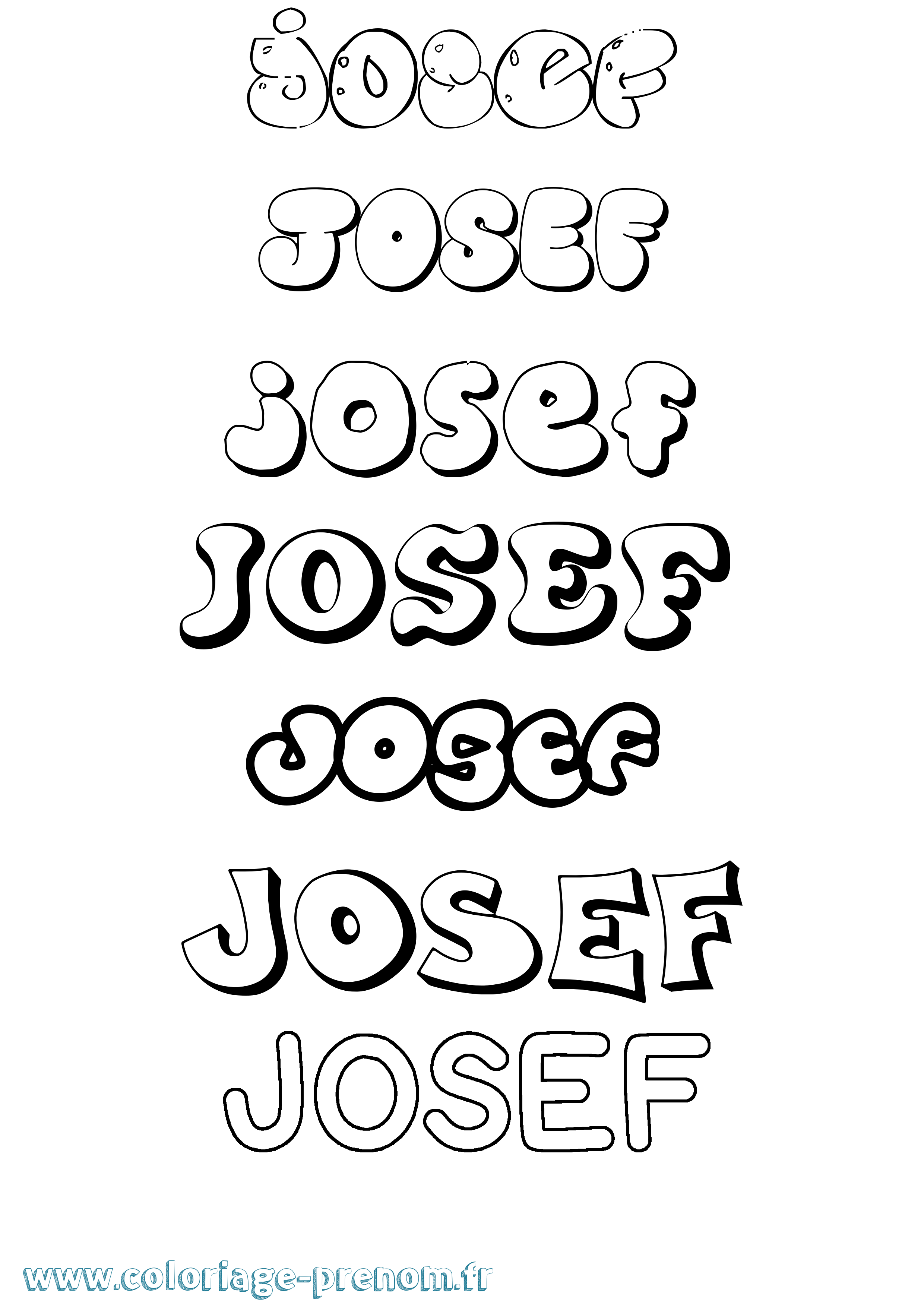 Coloriage prénom Josef Bubble