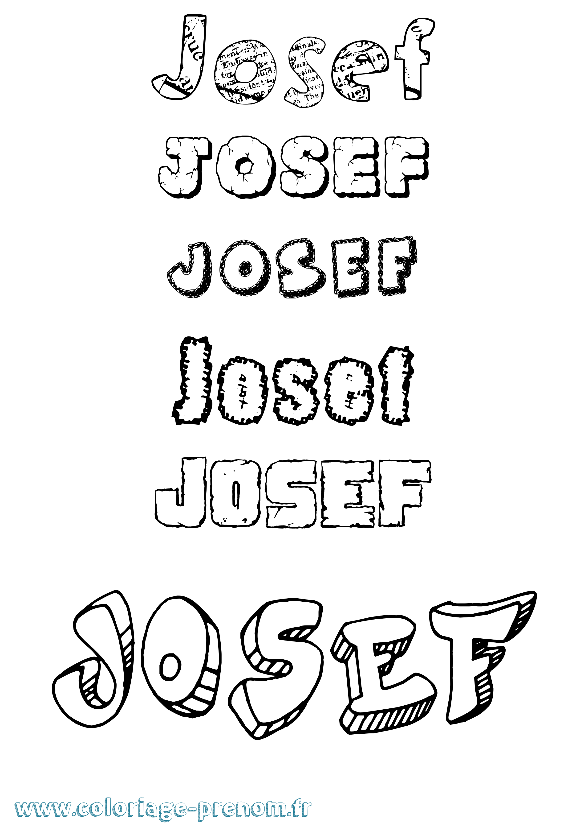 Coloriage prénom Josef Destructuré