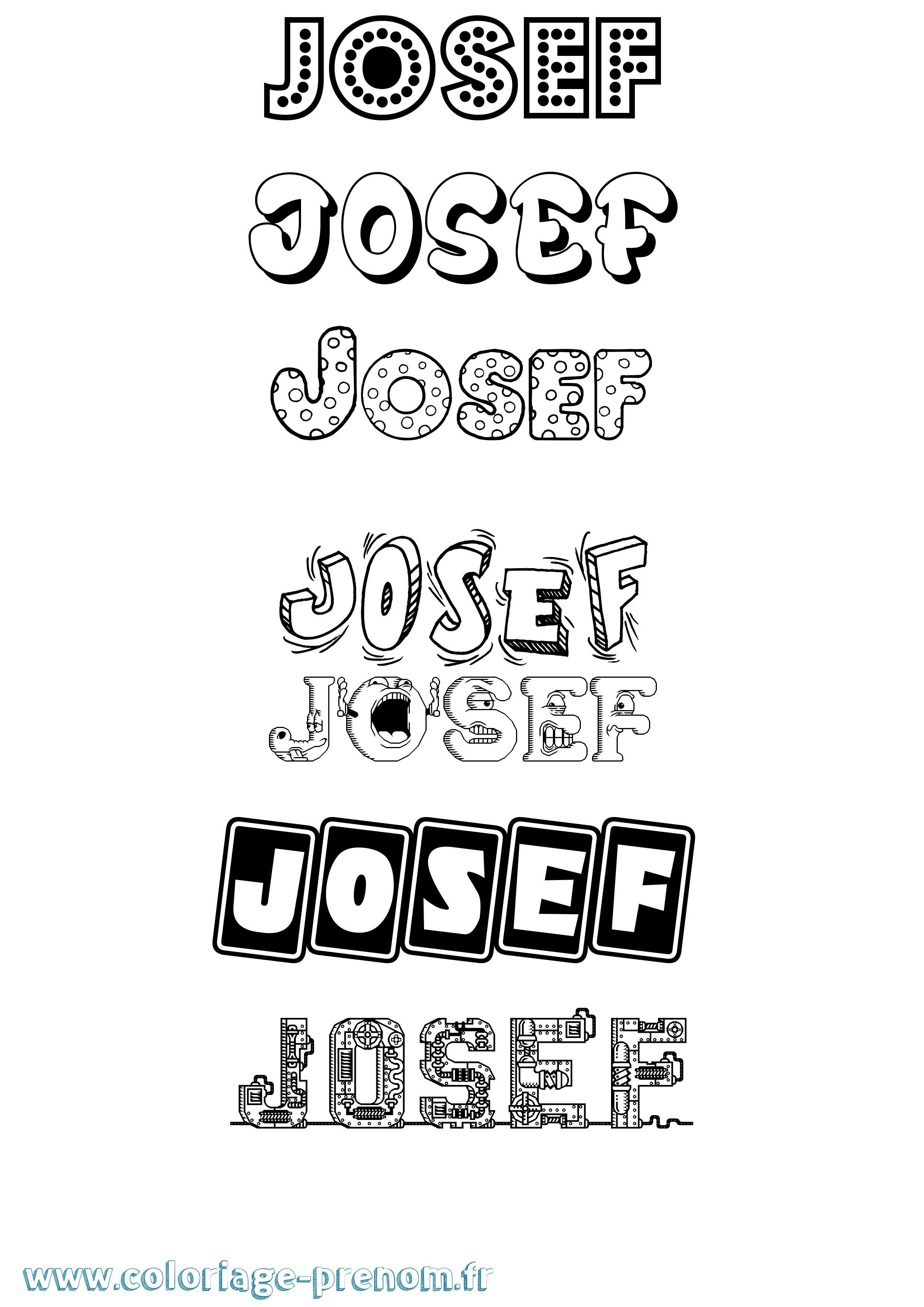 Coloriage prénom Josef Fun
