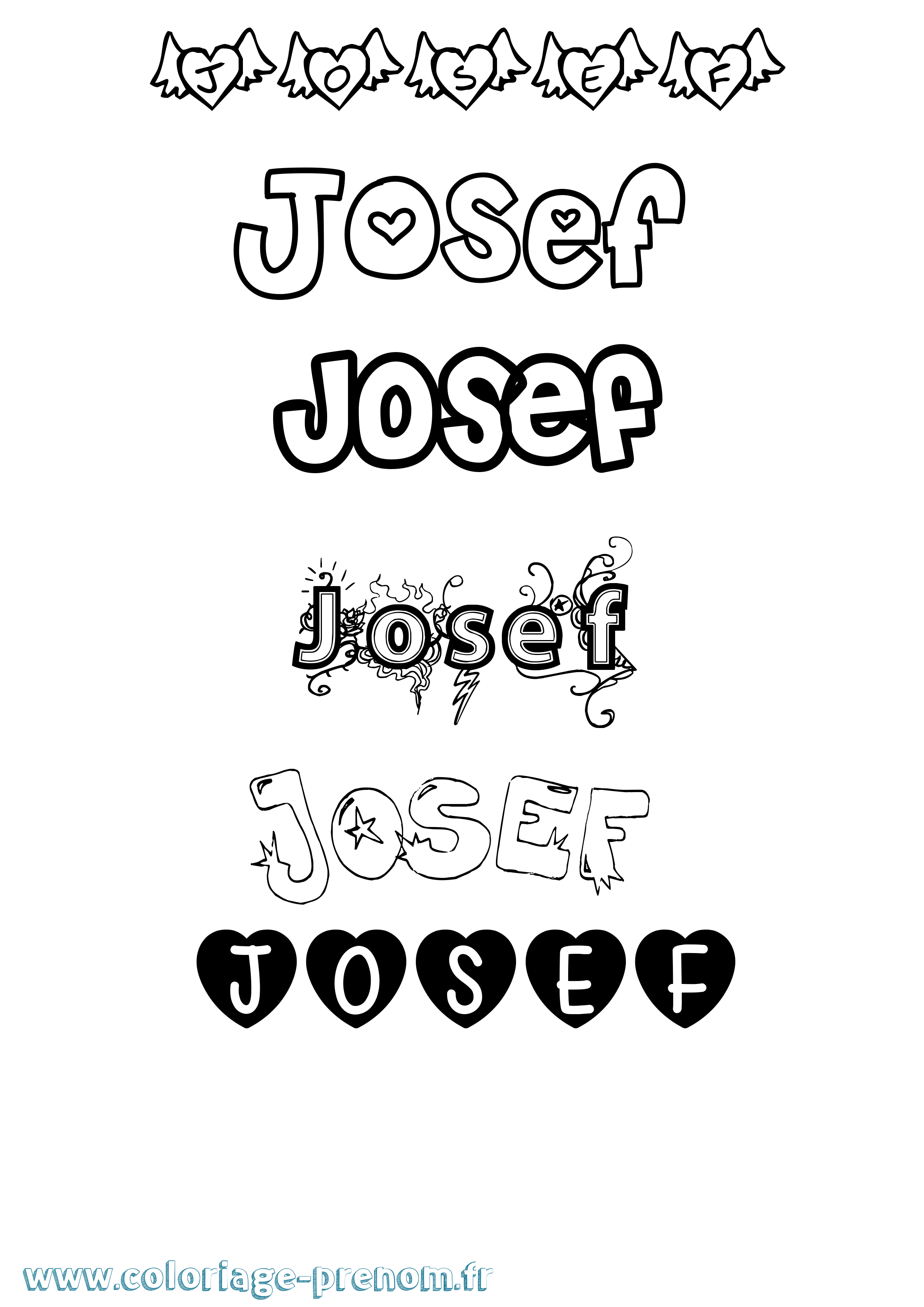 Coloriage prénom Josef Girly