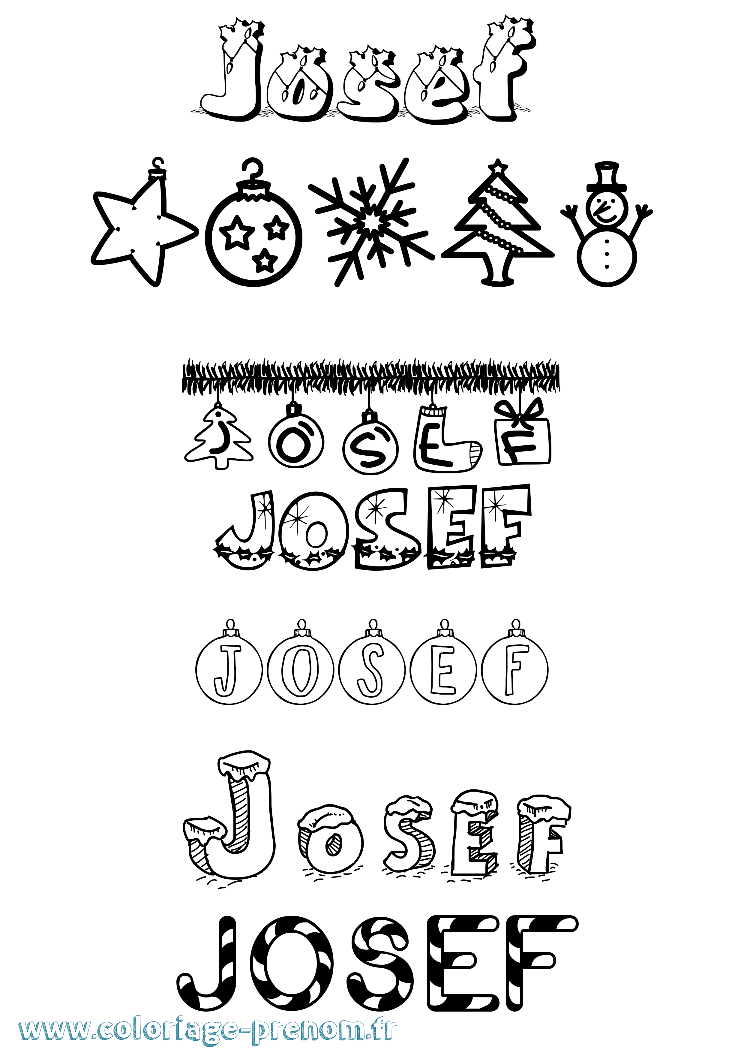 Coloriage prénom Josef Noël