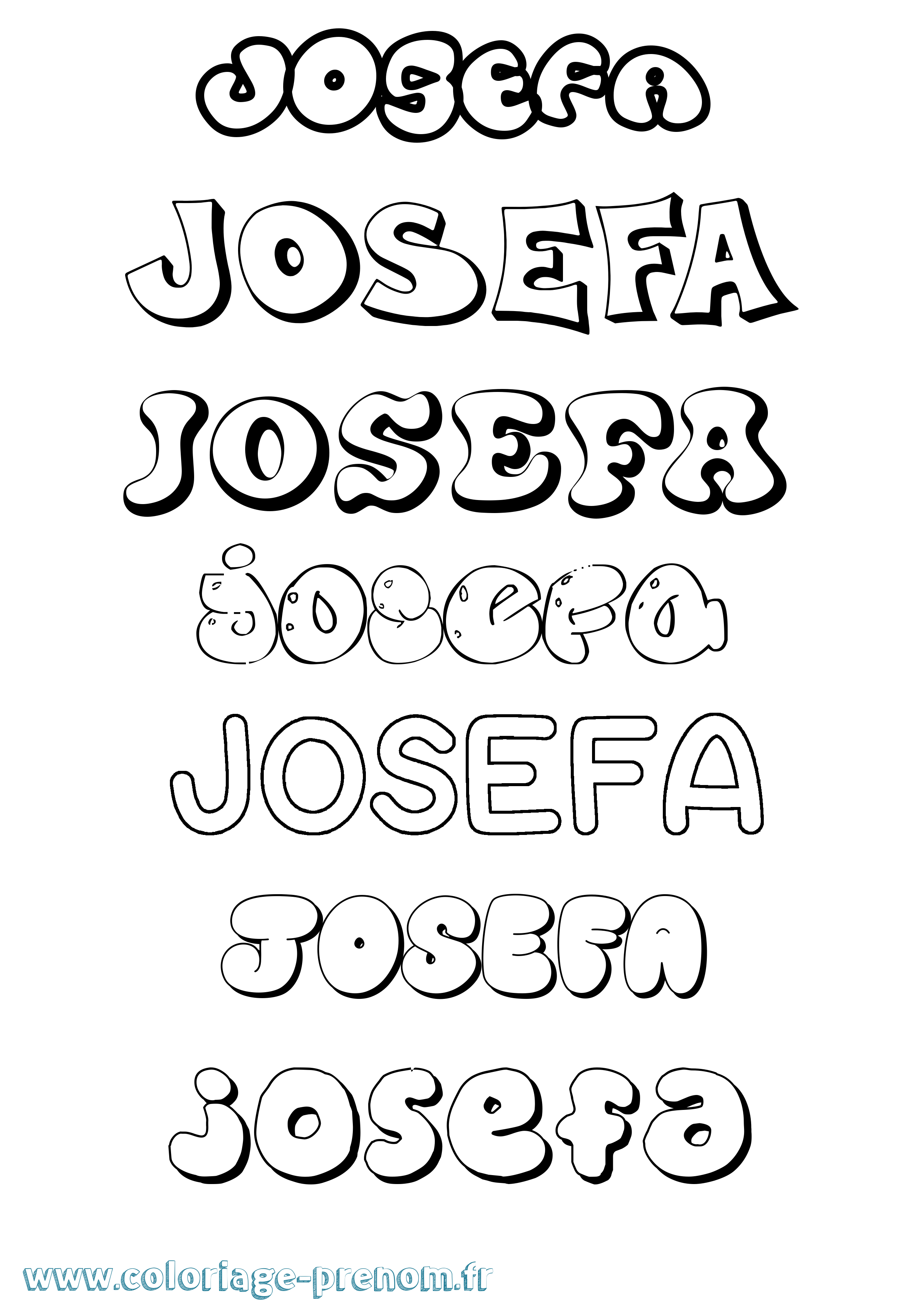 Coloriage prénom Josefa Bubble