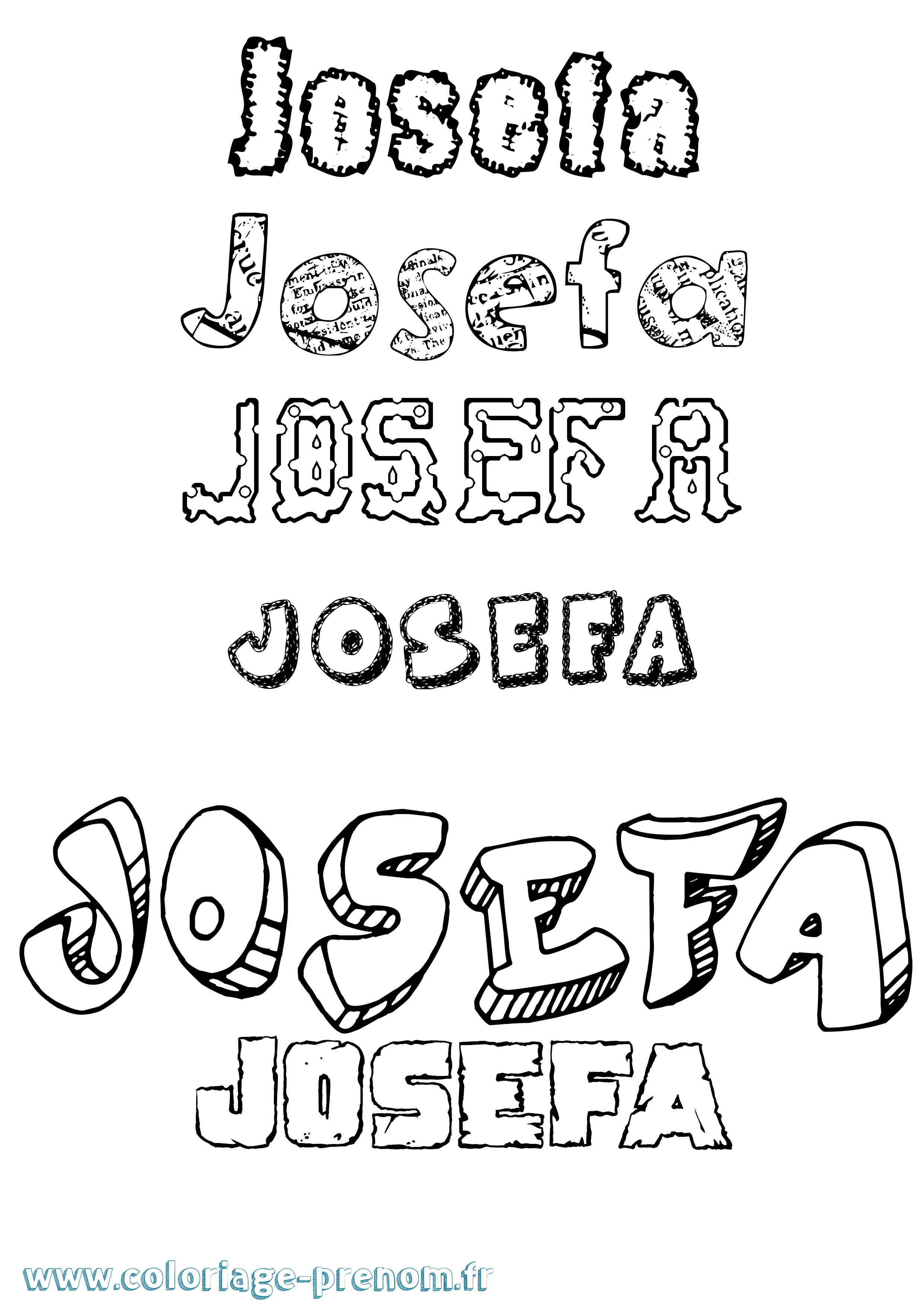Coloriage prénom Josefa Destructuré