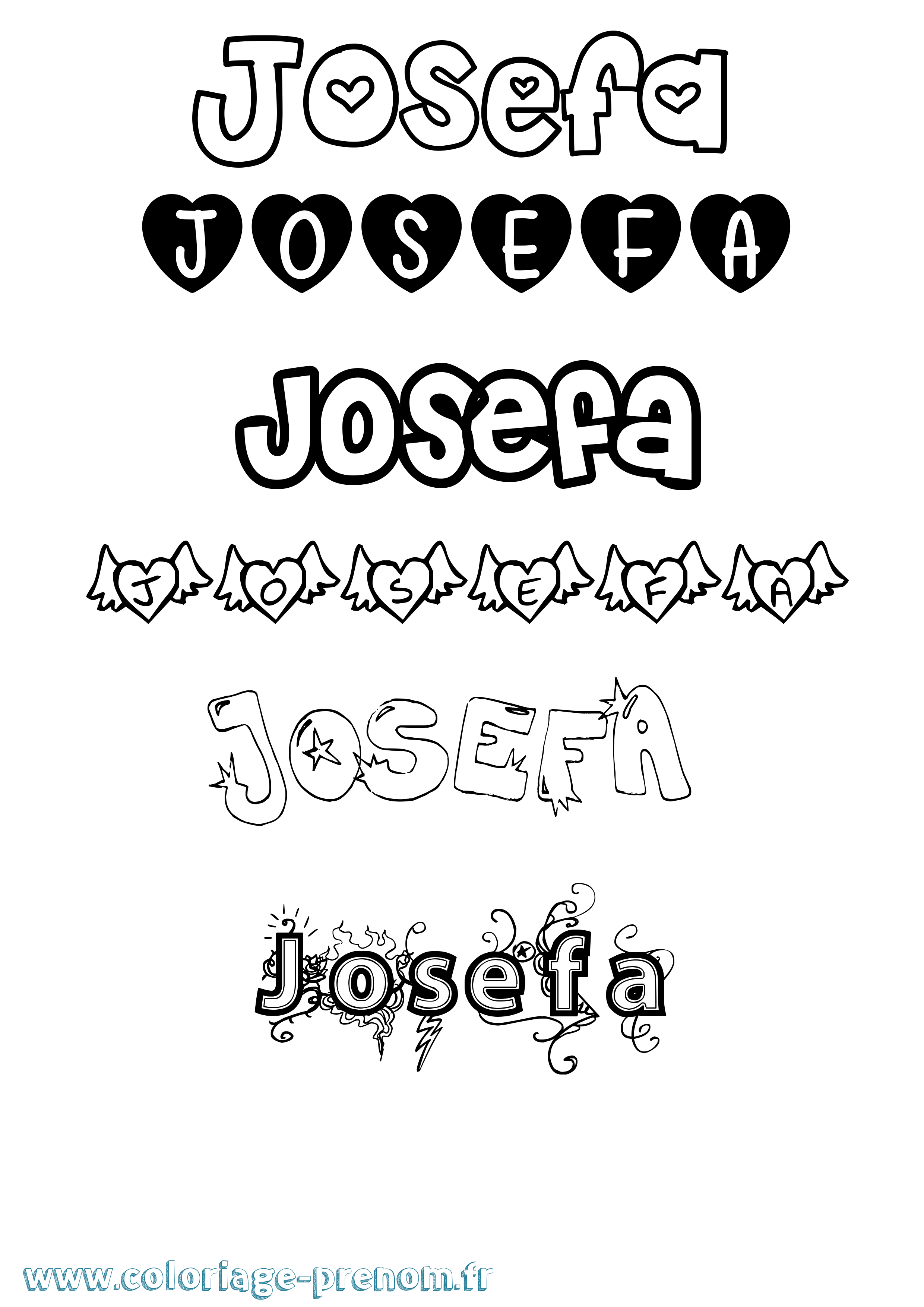 Coloriage prénom Josefa Girly