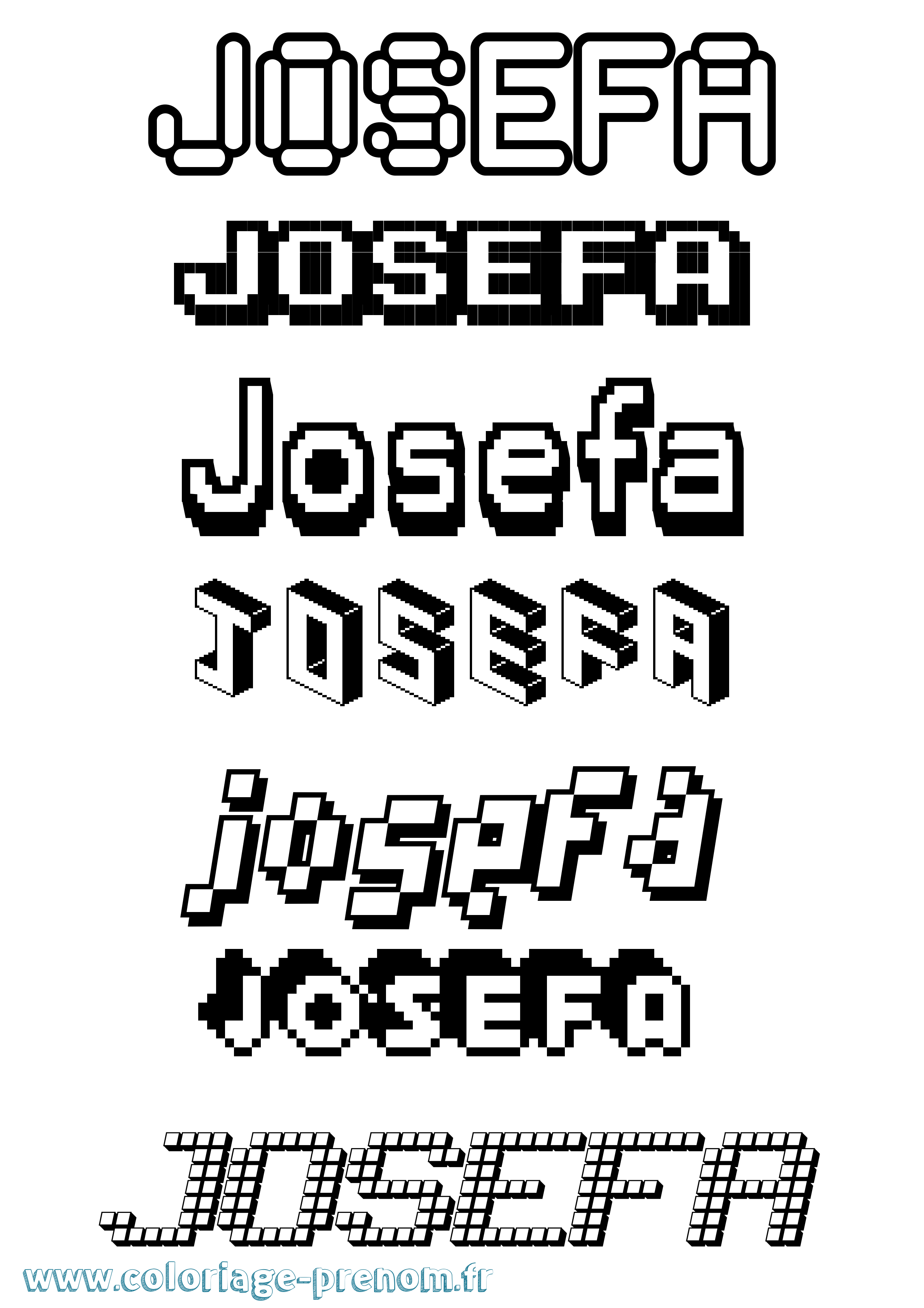 Coloriage prénom Josefa Pixel