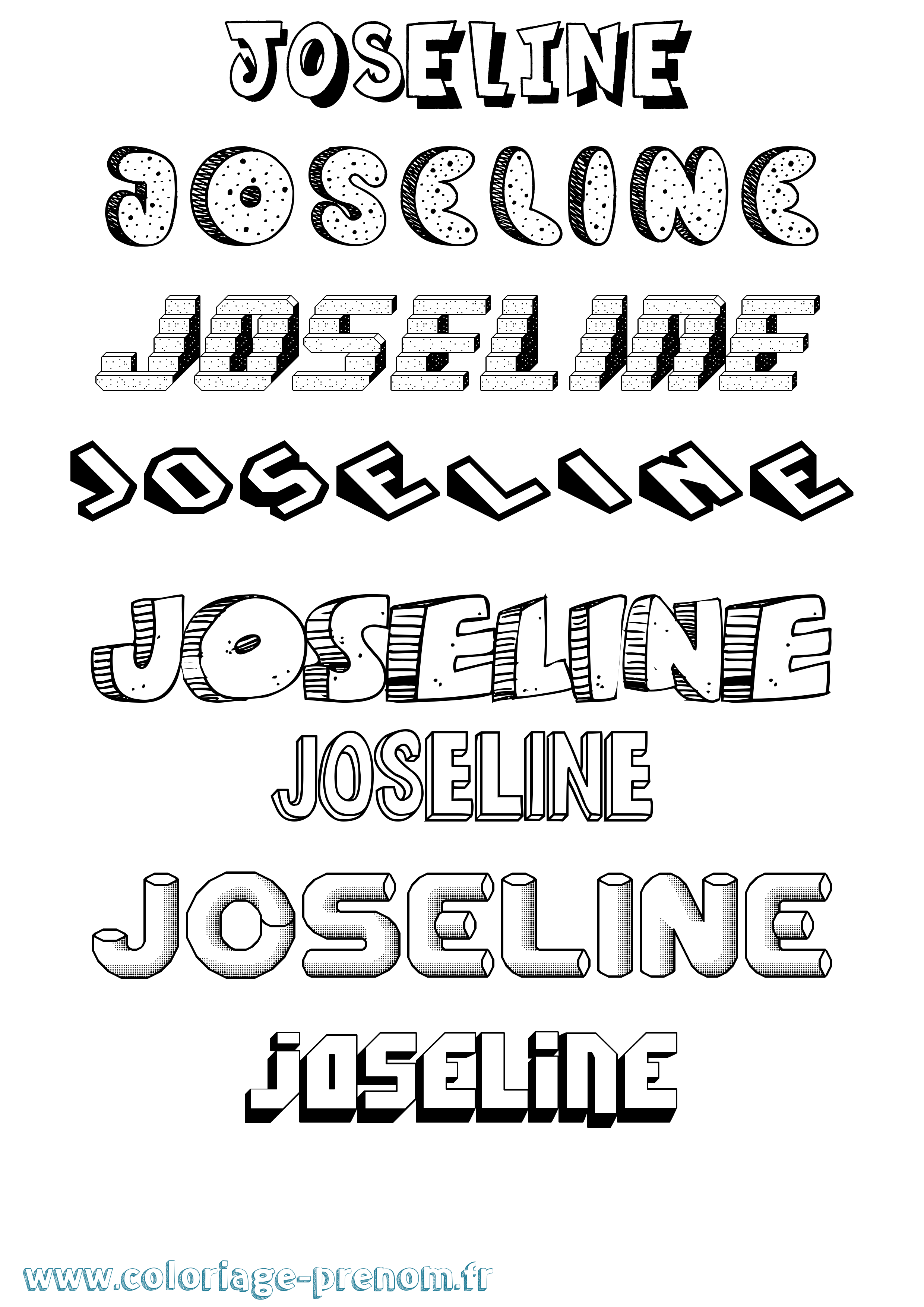 Coloriage prénom Joseline Effet 3D