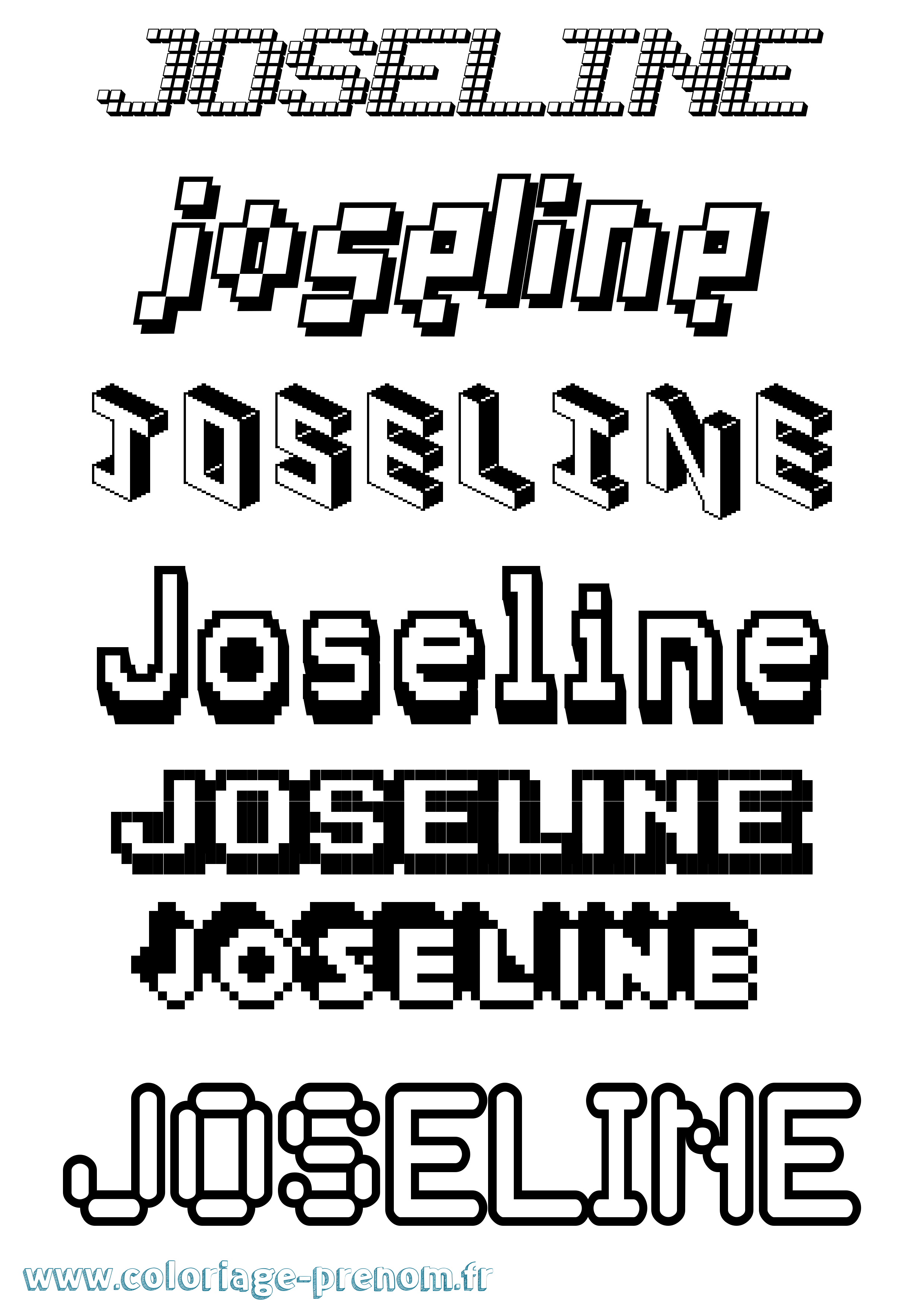 Coloriage prénom Joseline Pixel