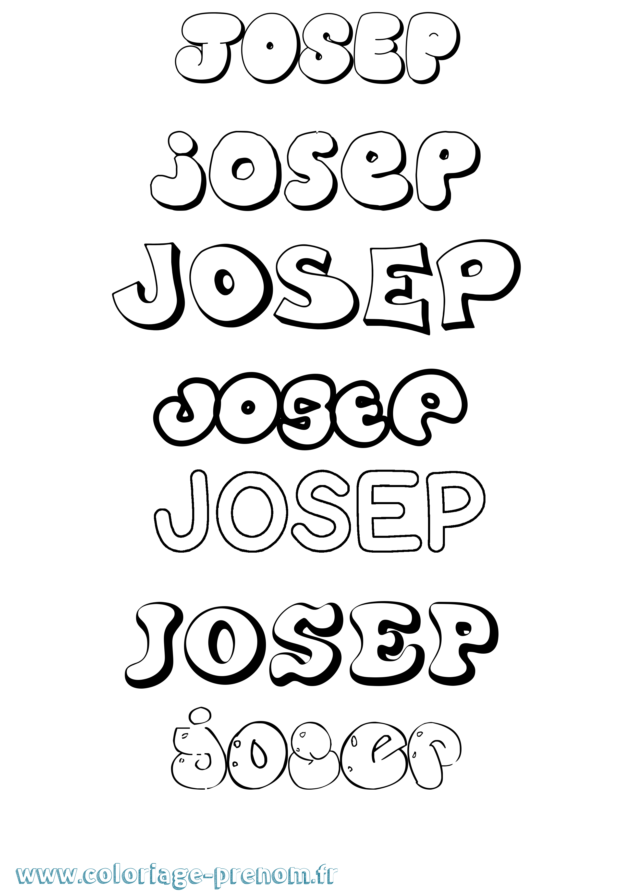 Coloriage prénom Josep Bubble