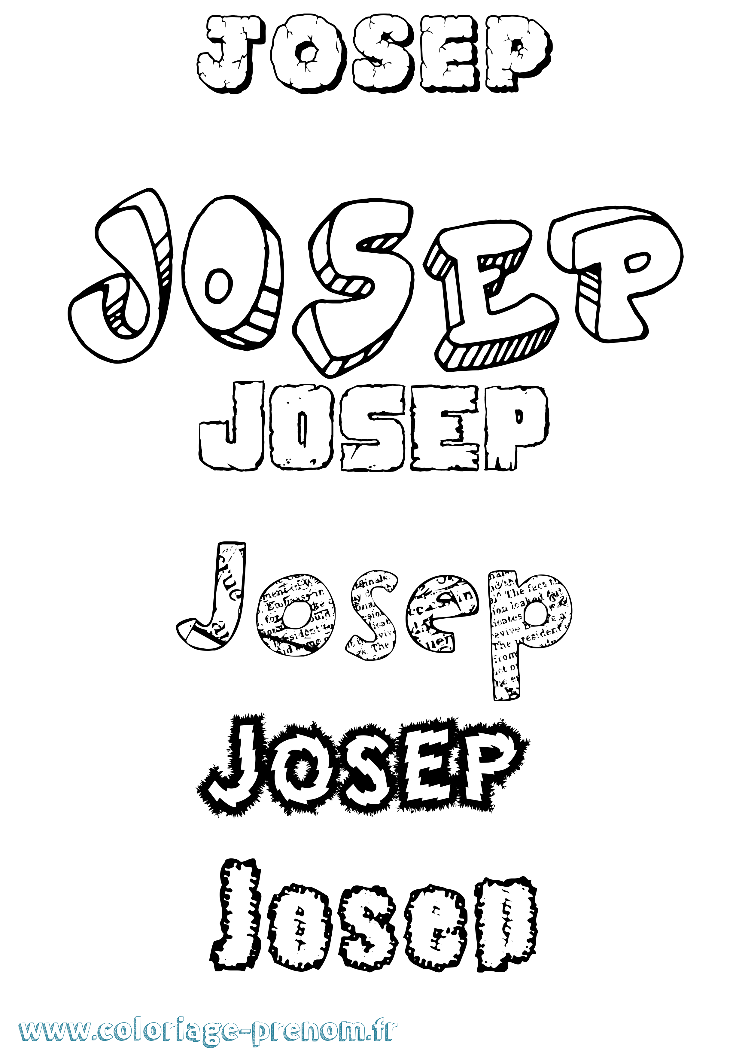 Coloriage prénom Josep Destructuré