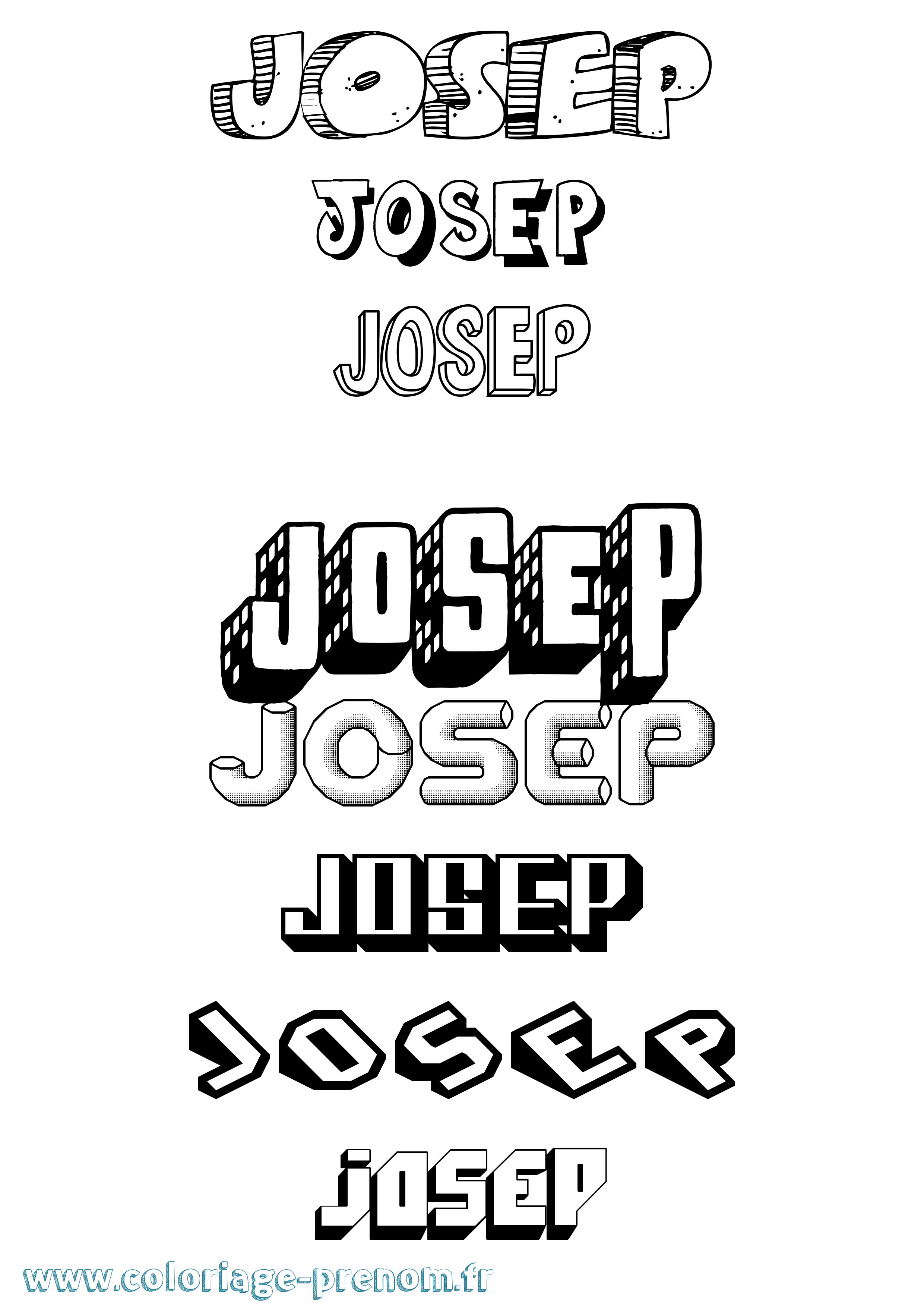 Coloriage prénom Josep Effet 3D