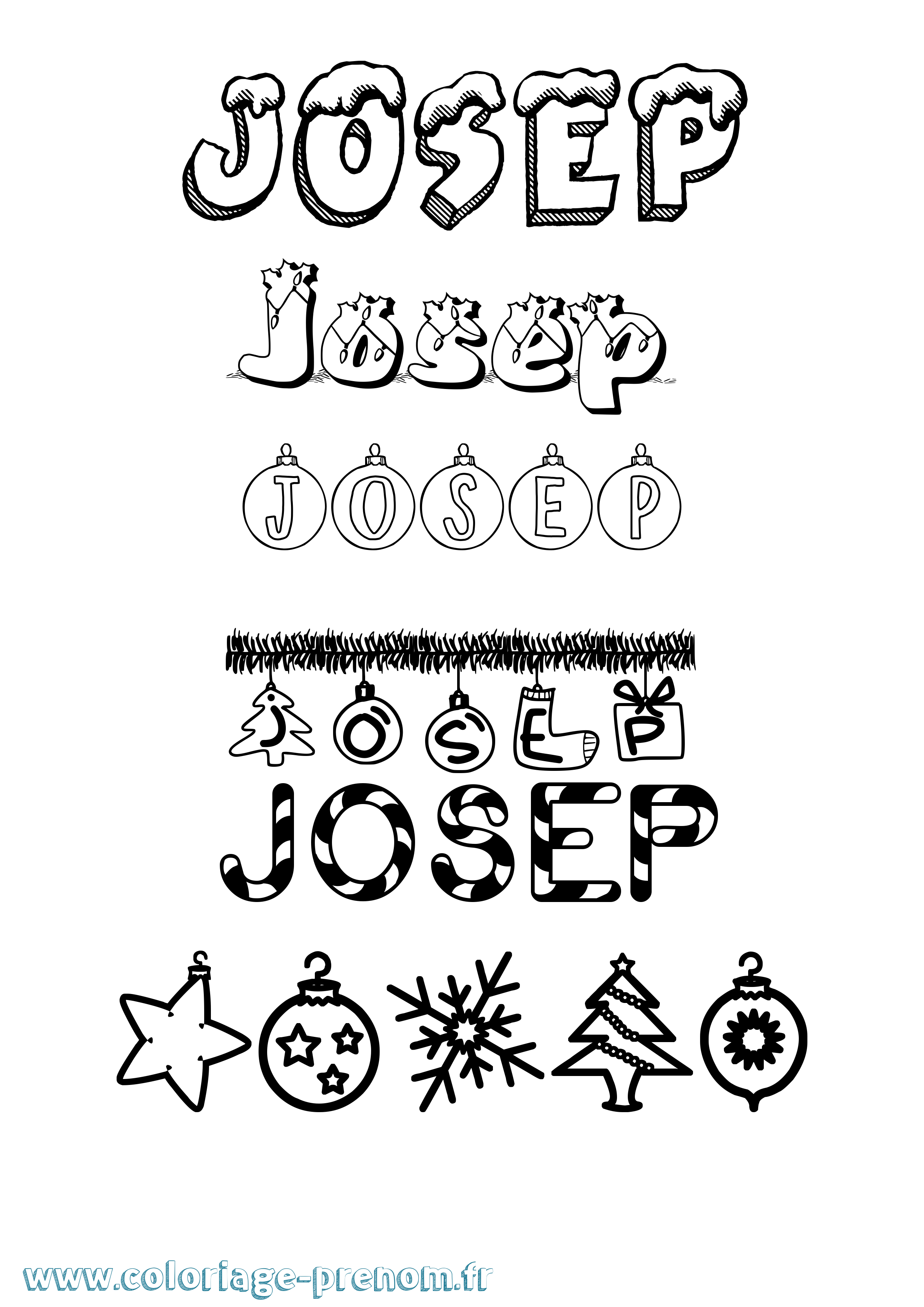 Coloriage prénom Josep Noël