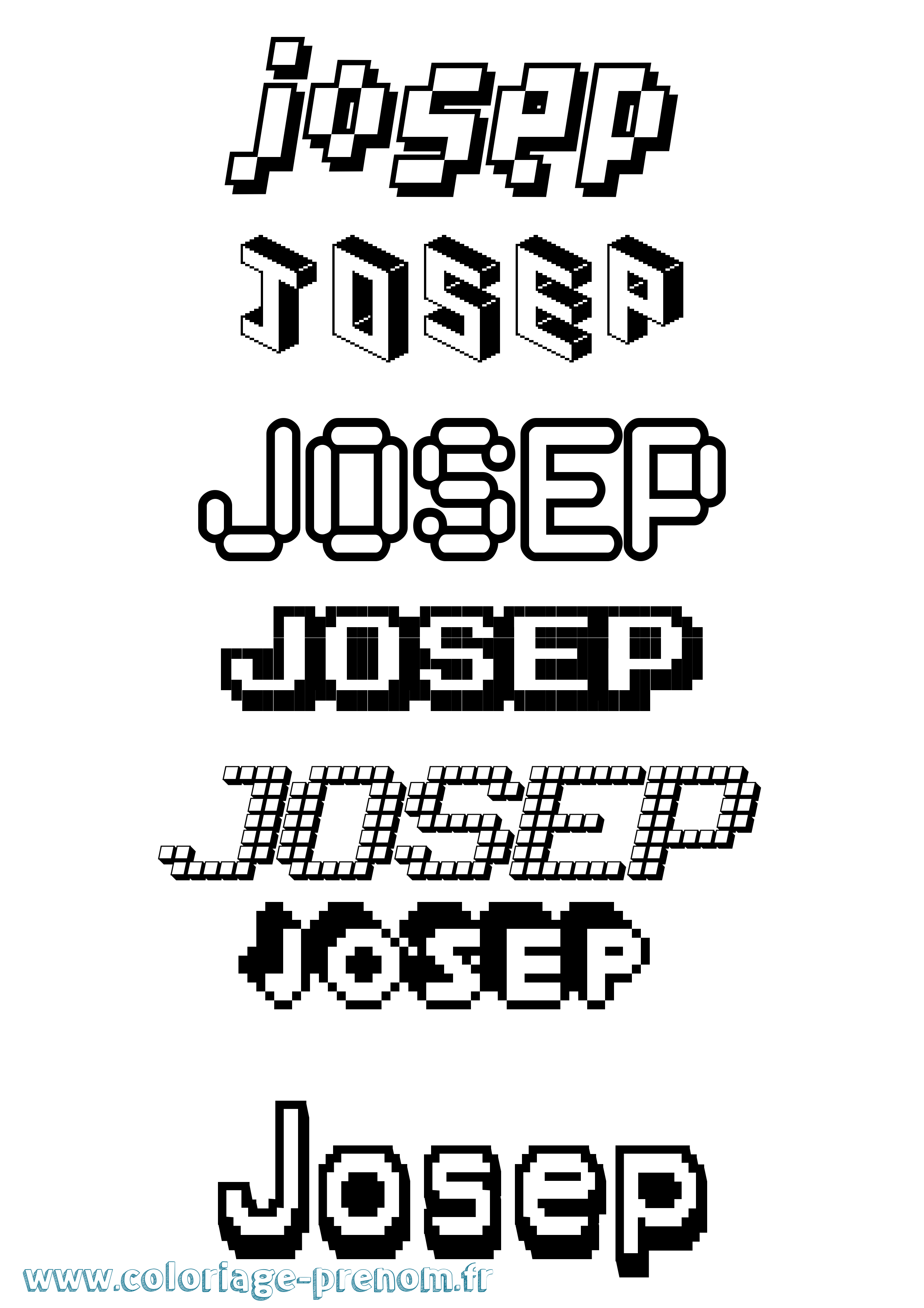 Coloriage prénom Josep Pixel