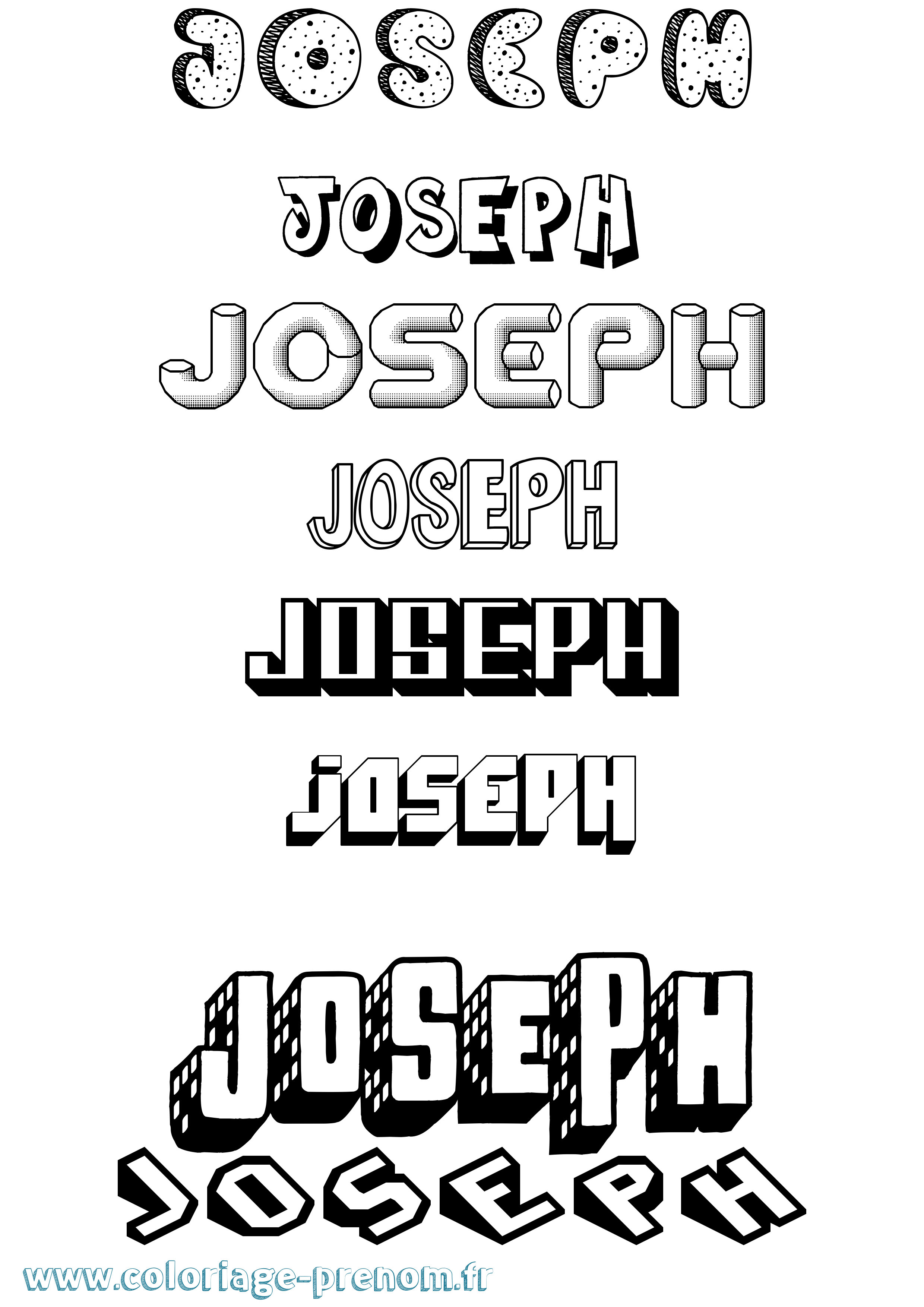 Coloriage prénom Joseph Effet 3D