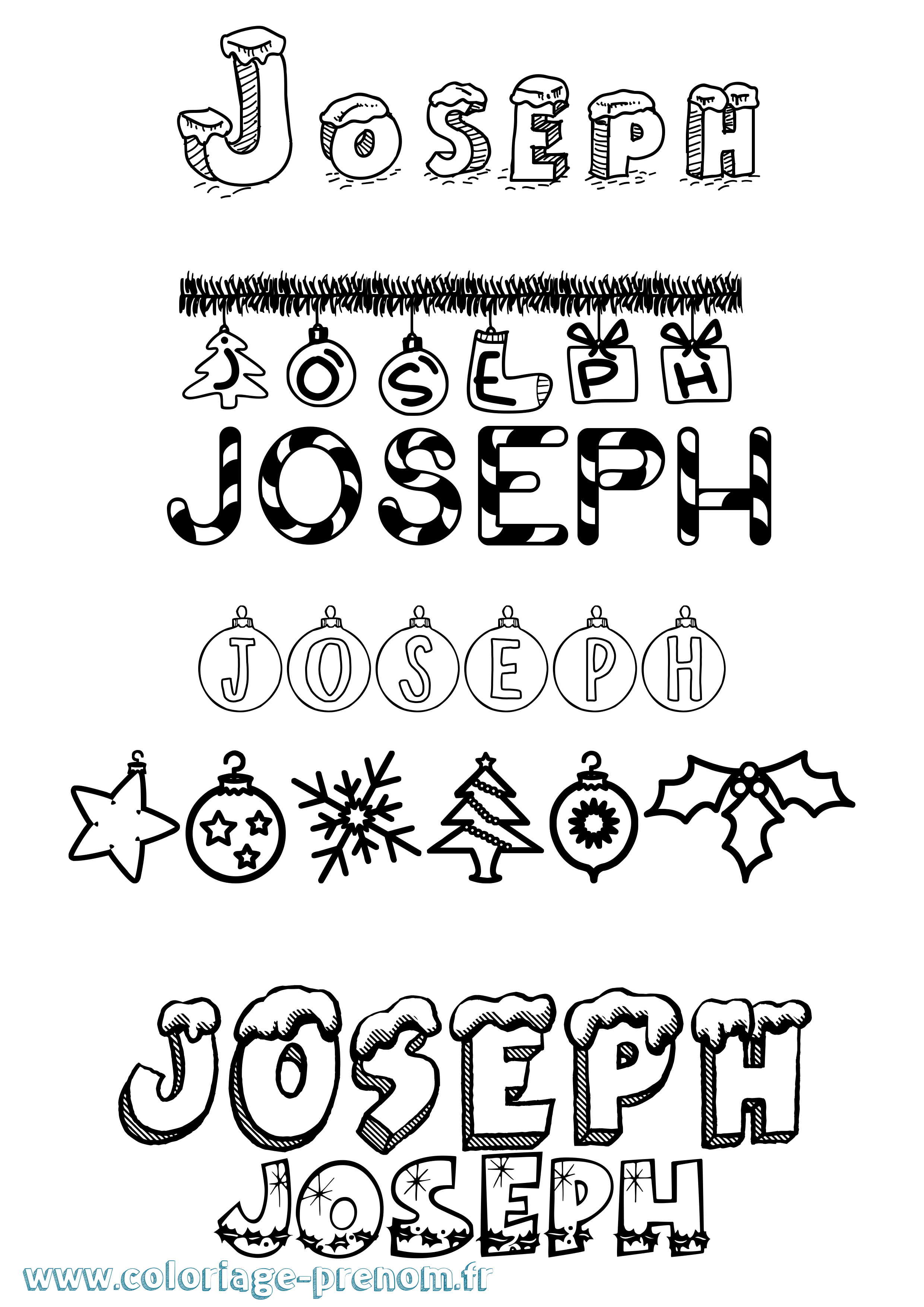 Coloriage prénom Joseph Noël