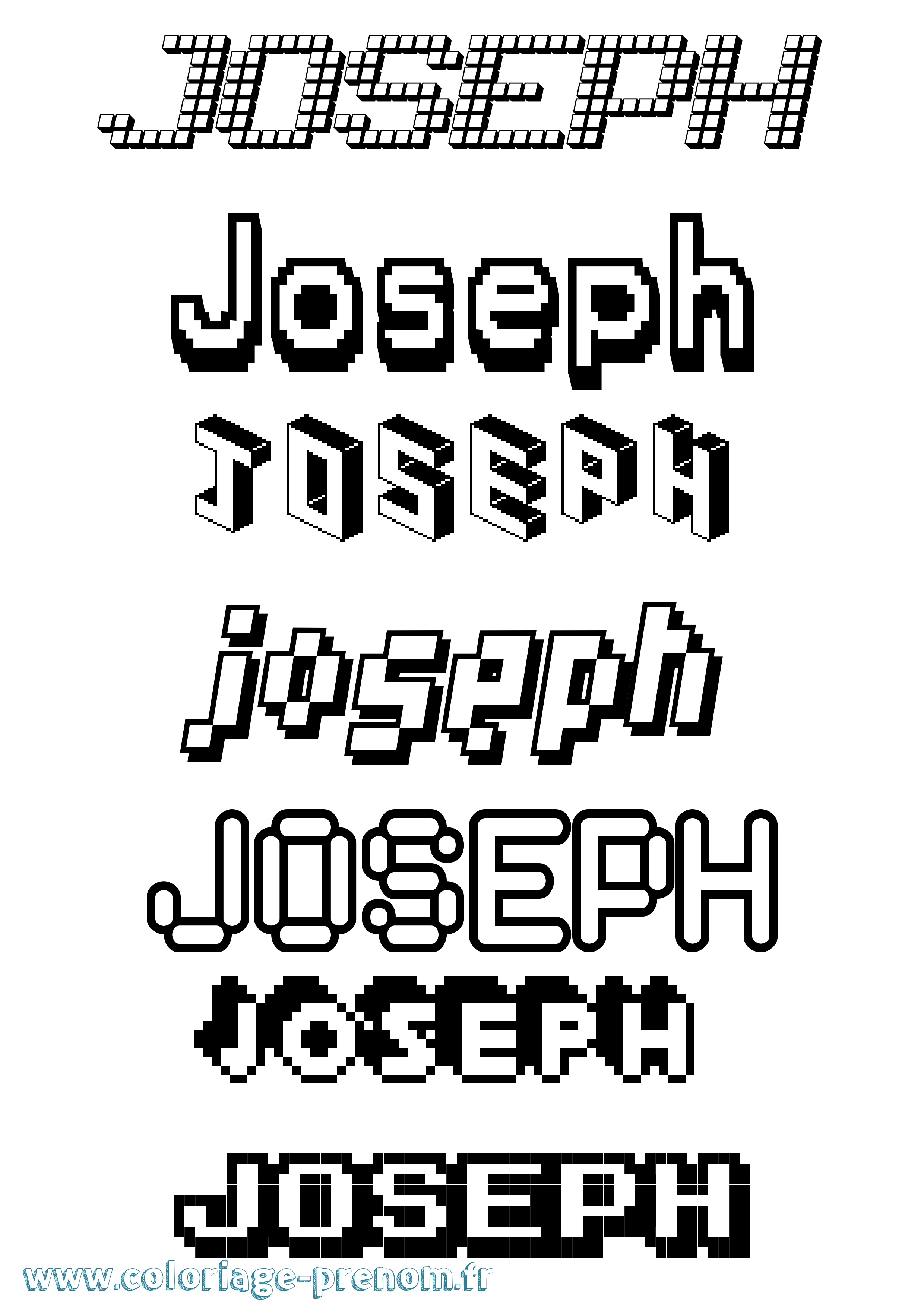 Coloriage prénom Joseph Pixel