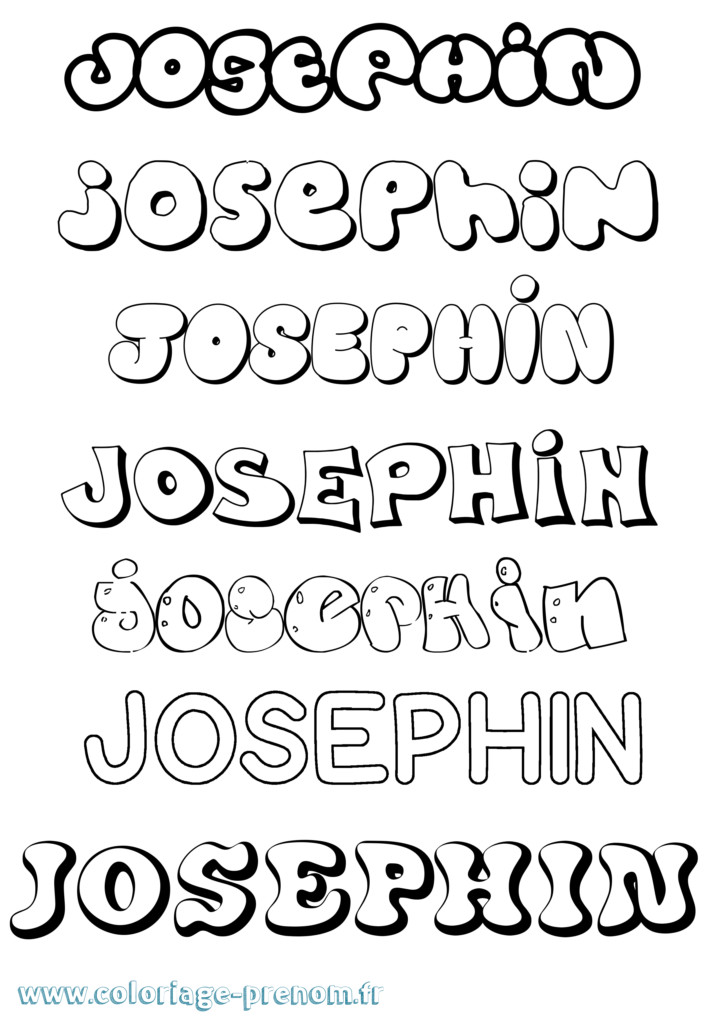 Coloriage Josephin Bubble Coloriage prénom Josephin Bubble