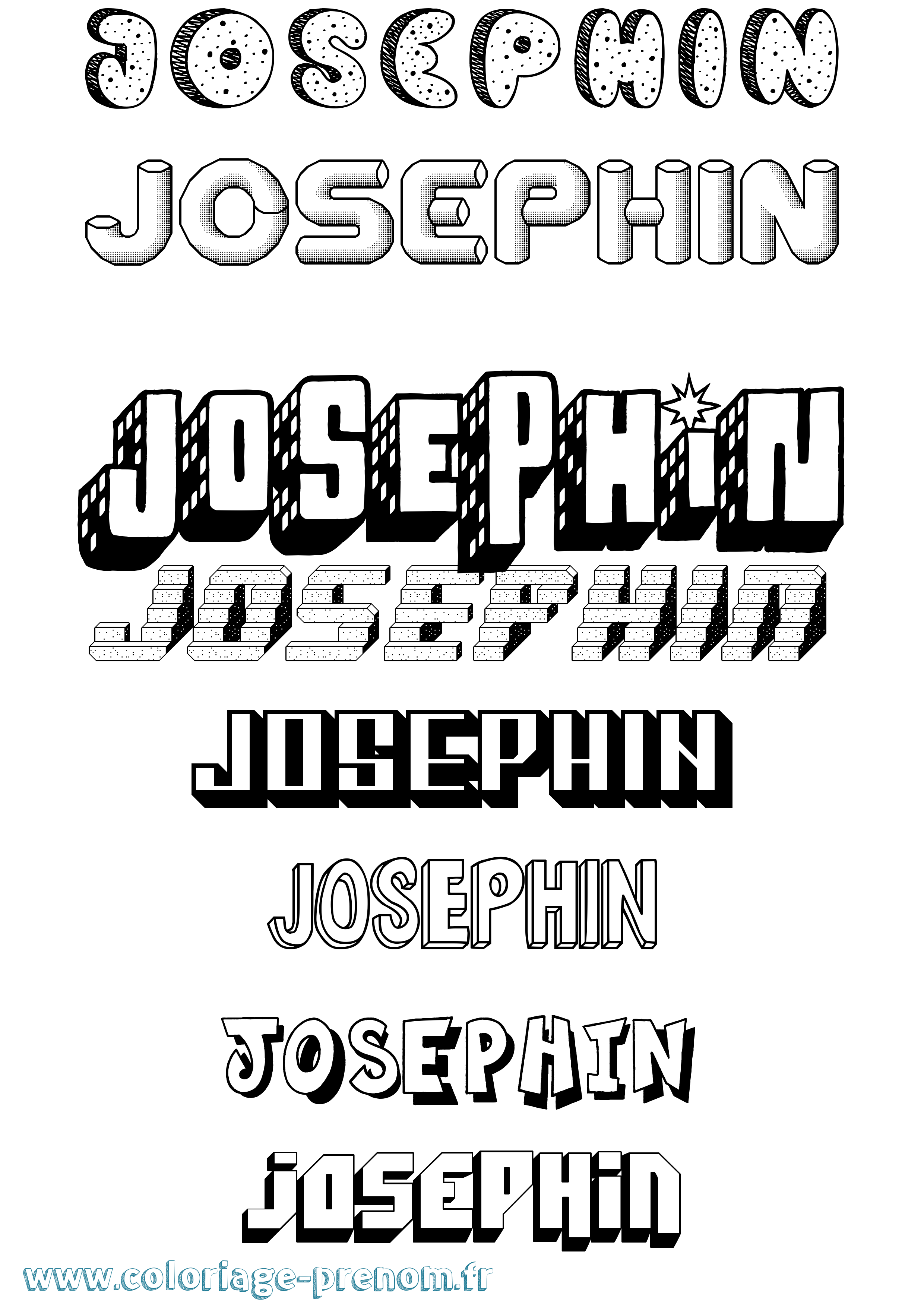 Coloriage Josephin Effet 3D Coloriage prénom Josephin Effet 3D