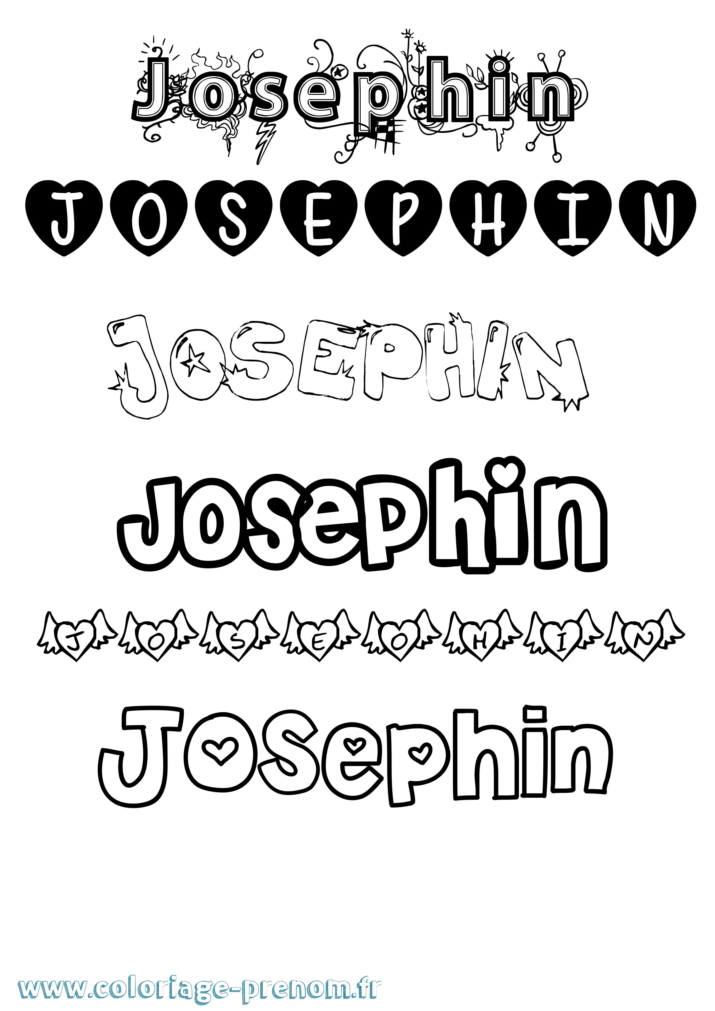 Coloriage Josephin Girly Coloriage prénom Josephin Girly