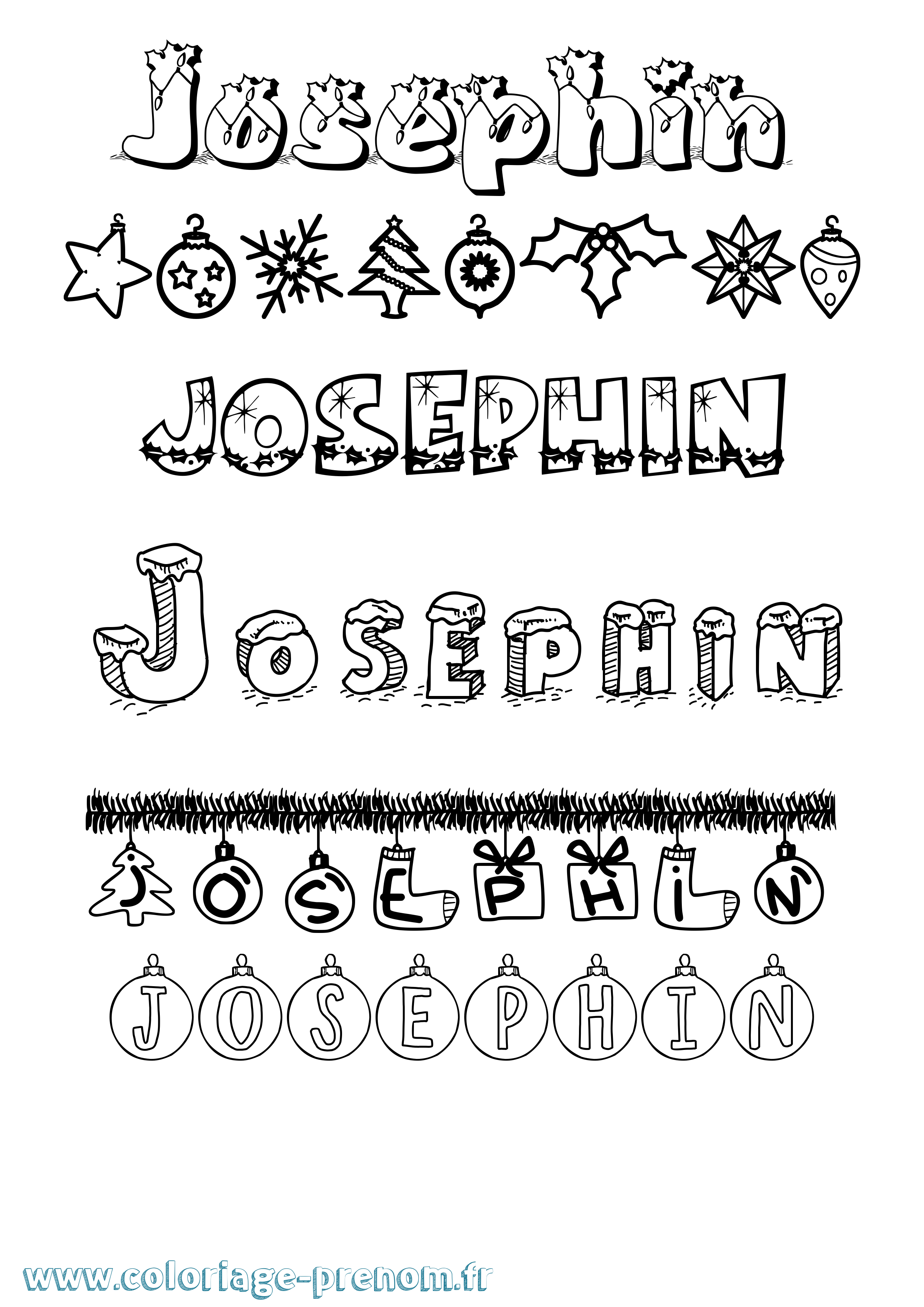 Coloriage Josephin Noël Coloriage prénom Josephin Noël