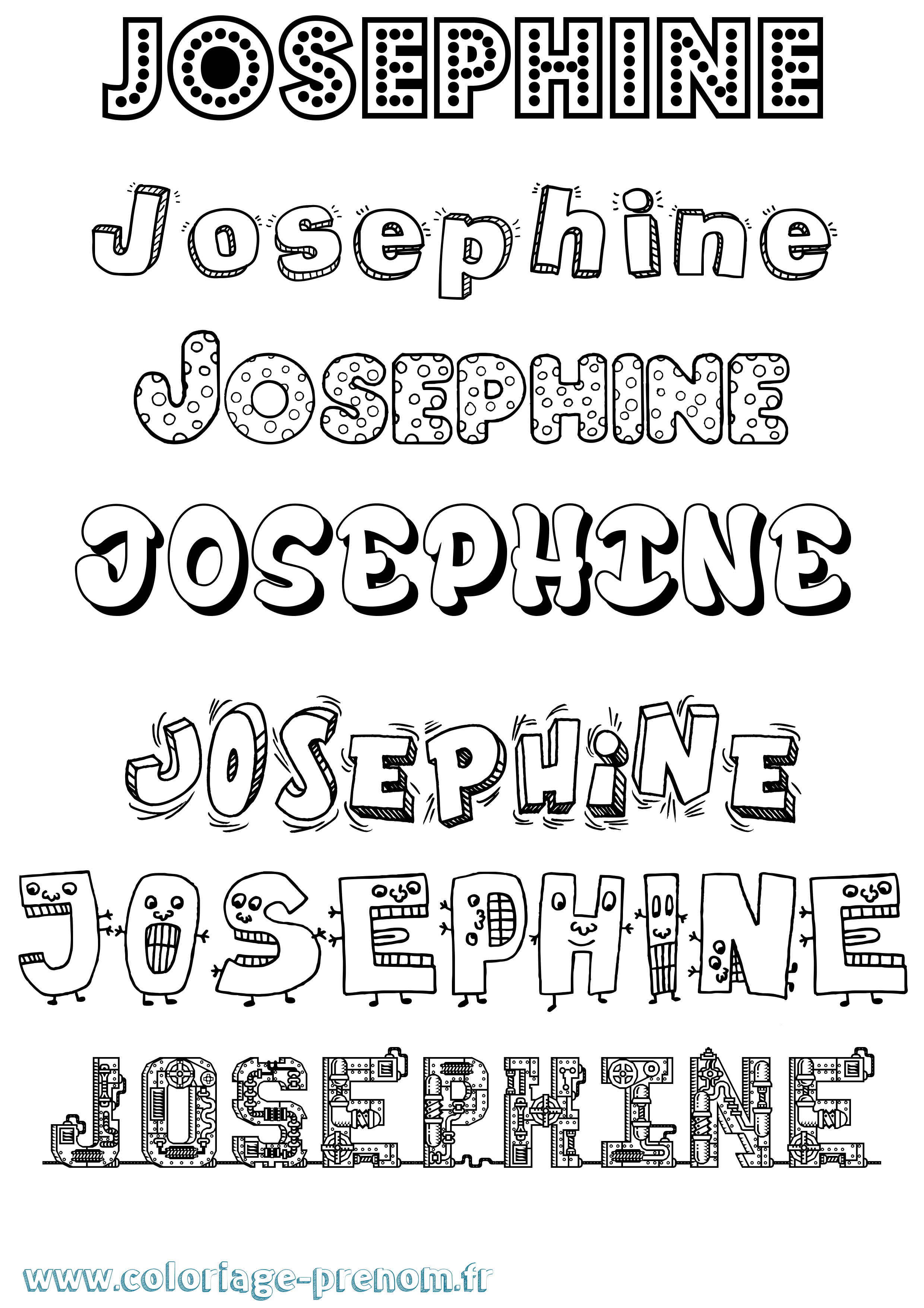 Coloriage prénom Josephine Fun