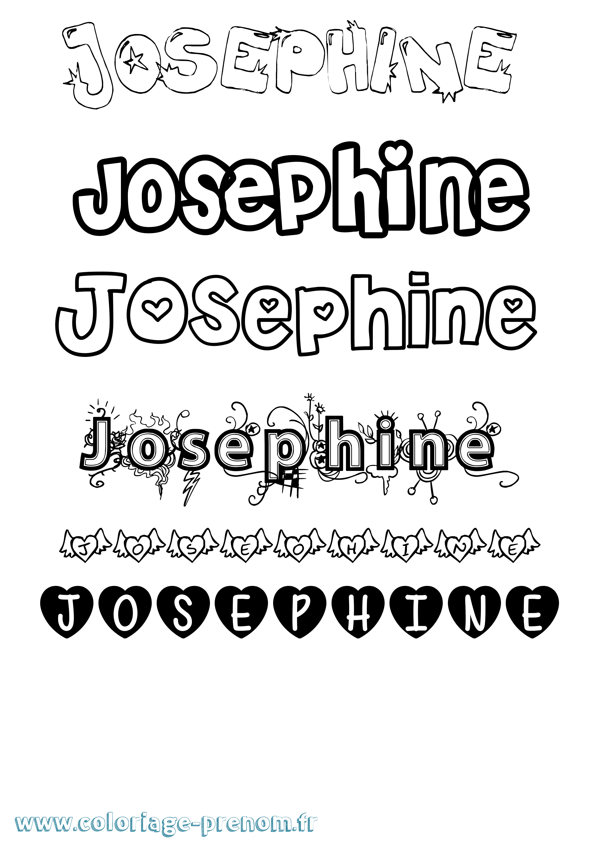 Coloriage prénom Josephine Girly