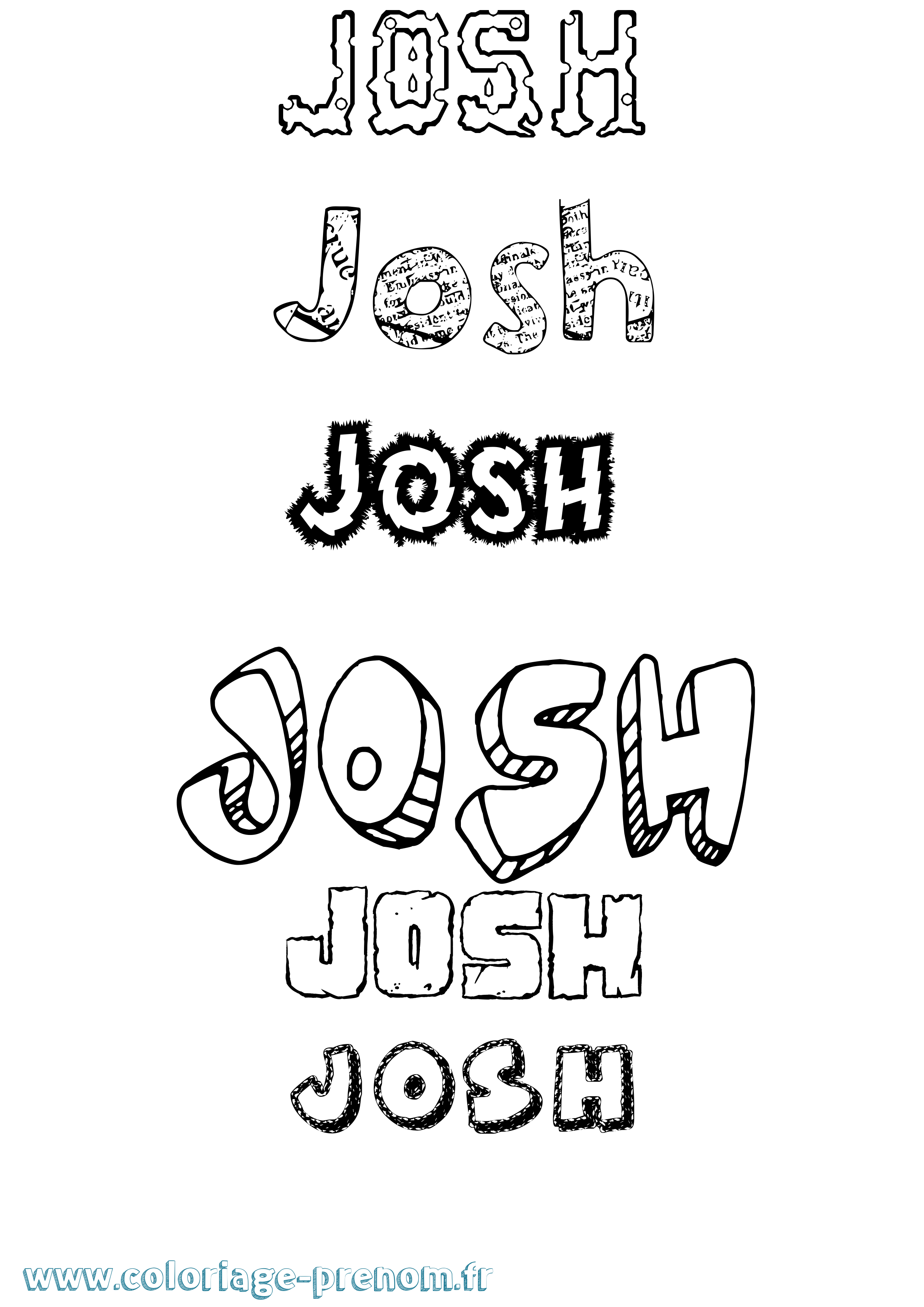 Coloriage prénom Josh Destructuré