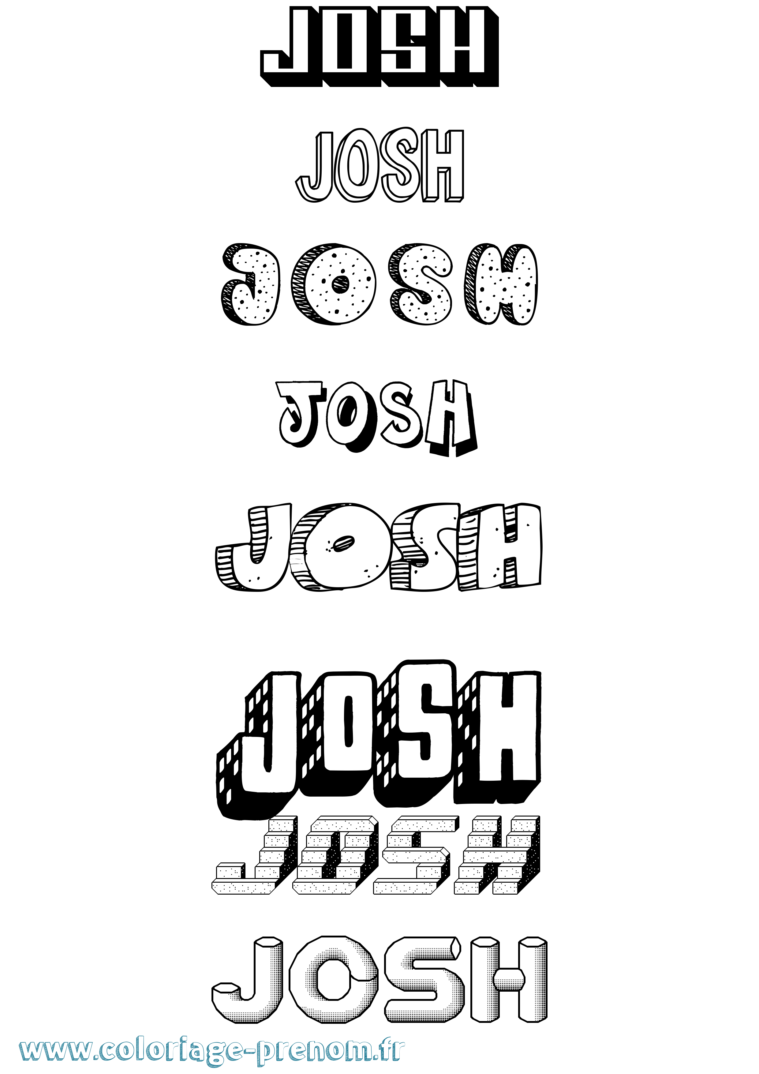 Coloriage prénom Josh Effet 3D
