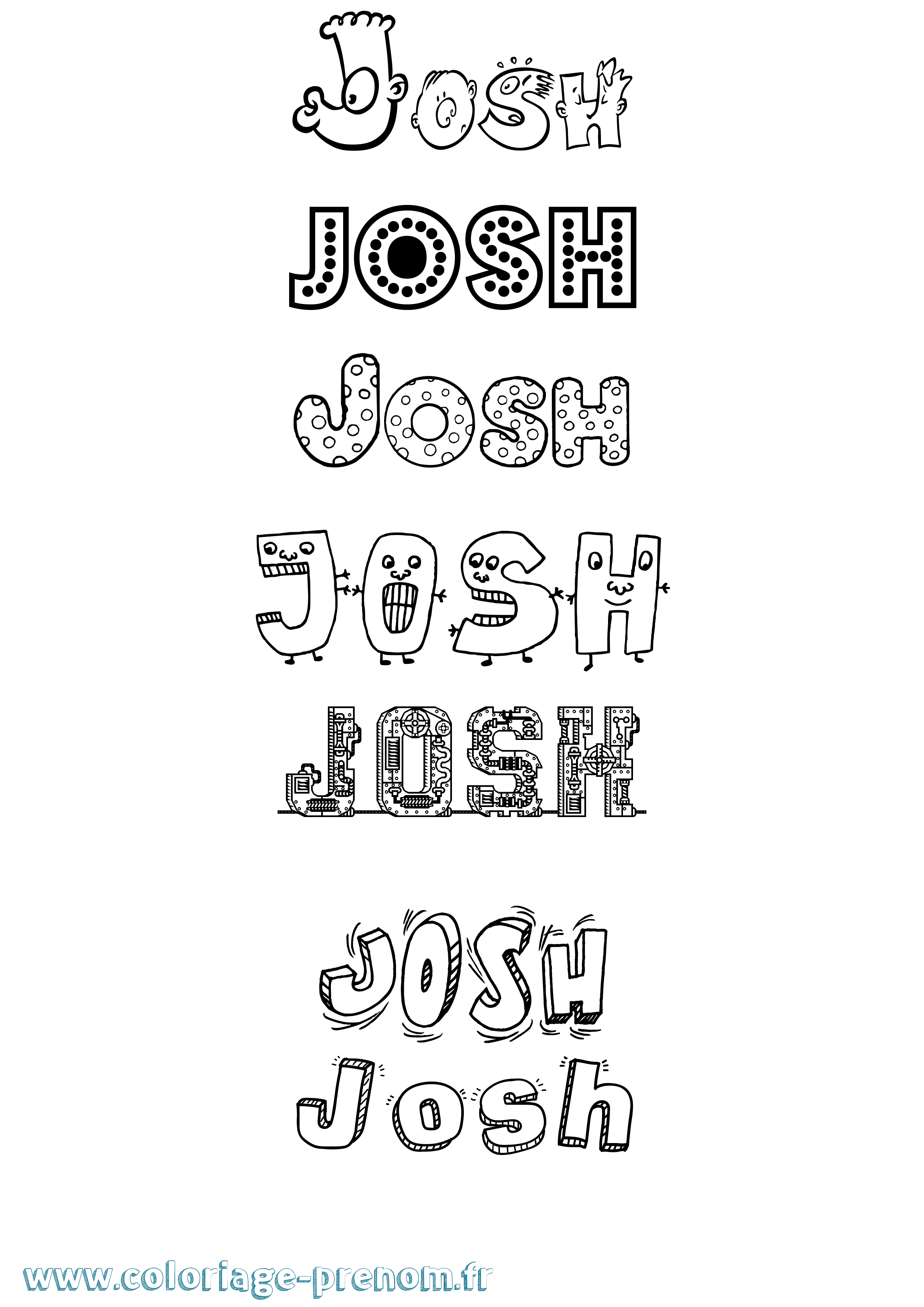 Coloriage prénom Josh Fun