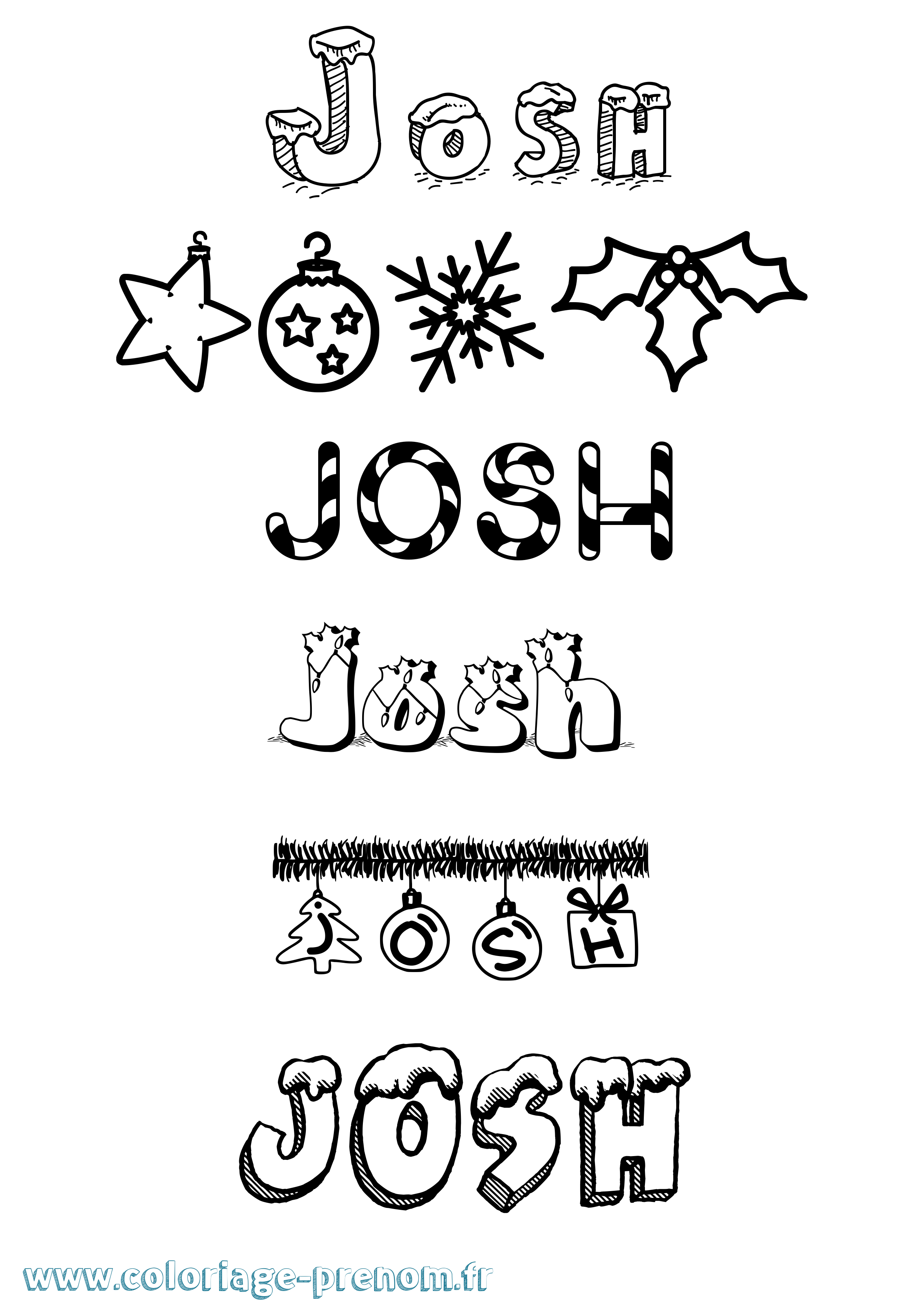 Coloriage prénom Josh Noël
