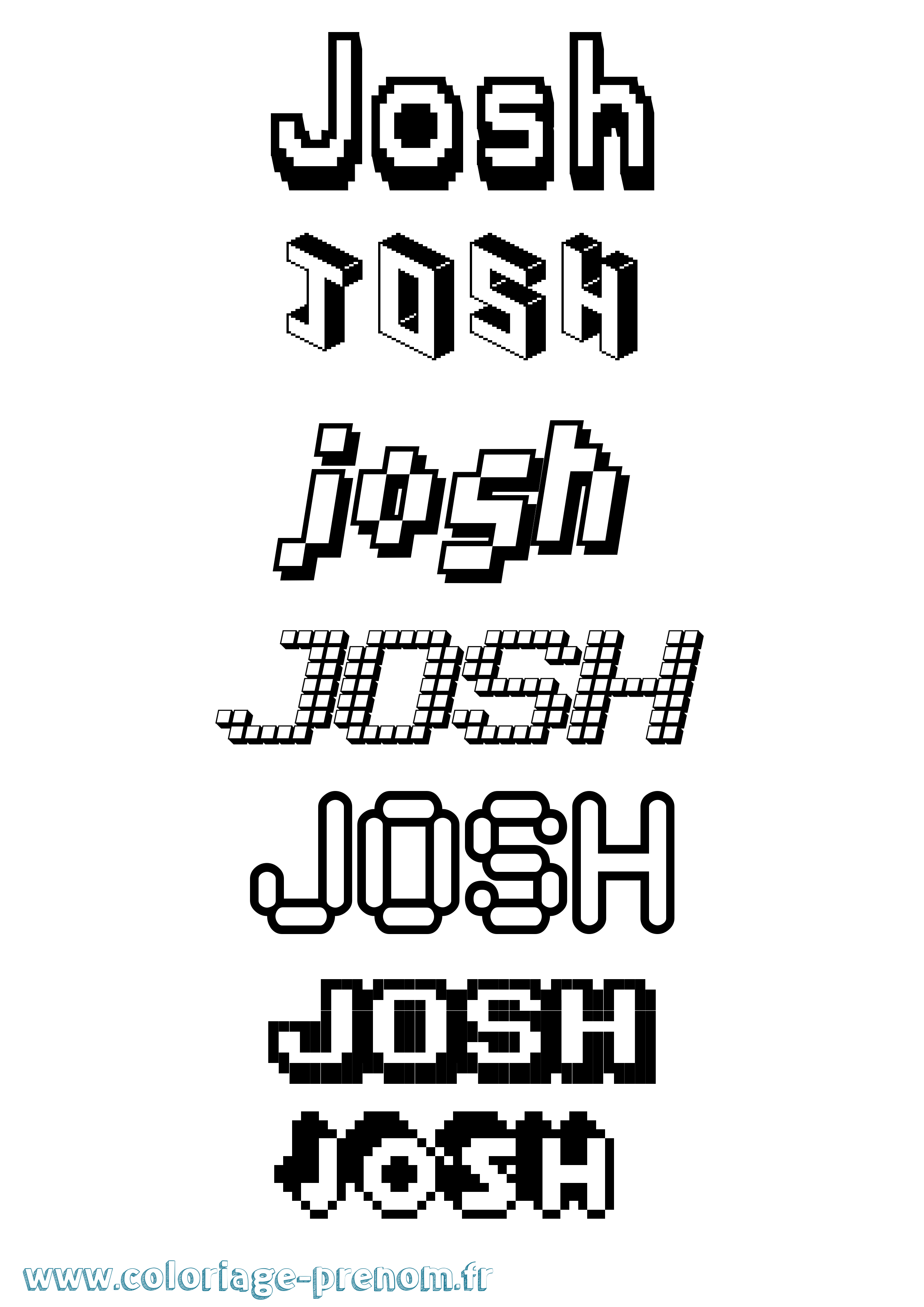 Coloriage prénom Josh Pixel