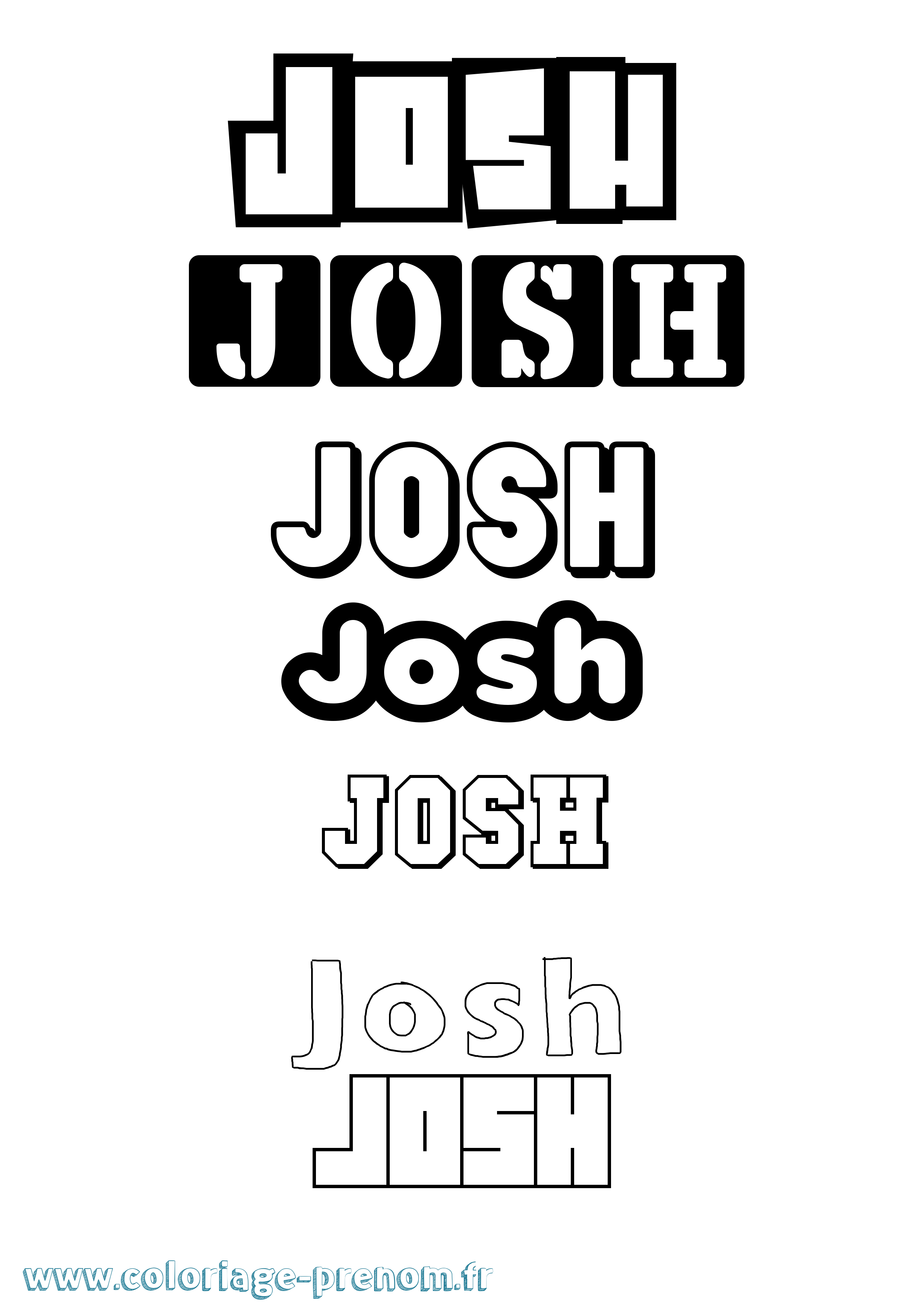 Coloriage prénom Josh Simple