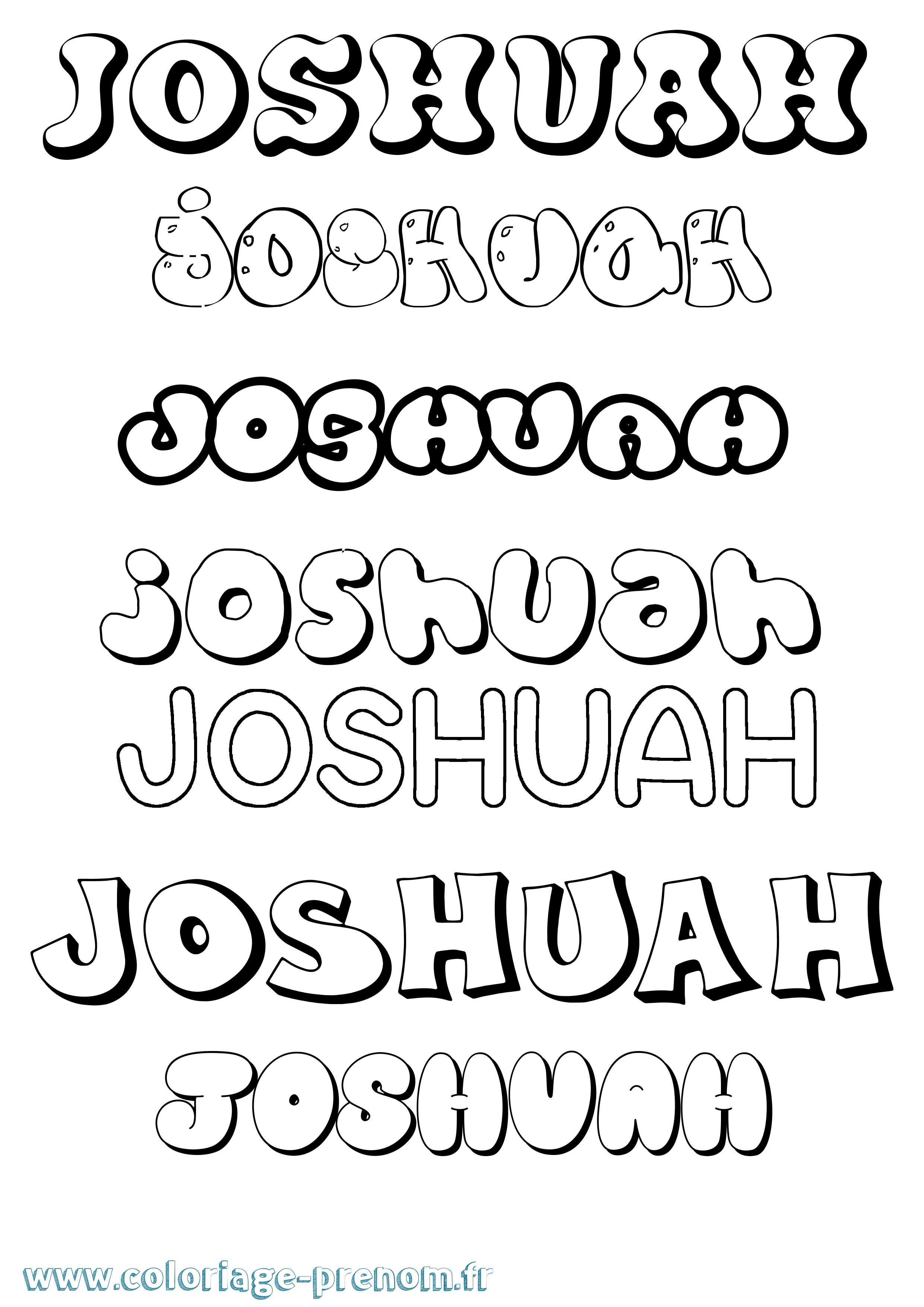 Coloriage Joshuah Bubble Coloriage prénom Joshuah Bubble