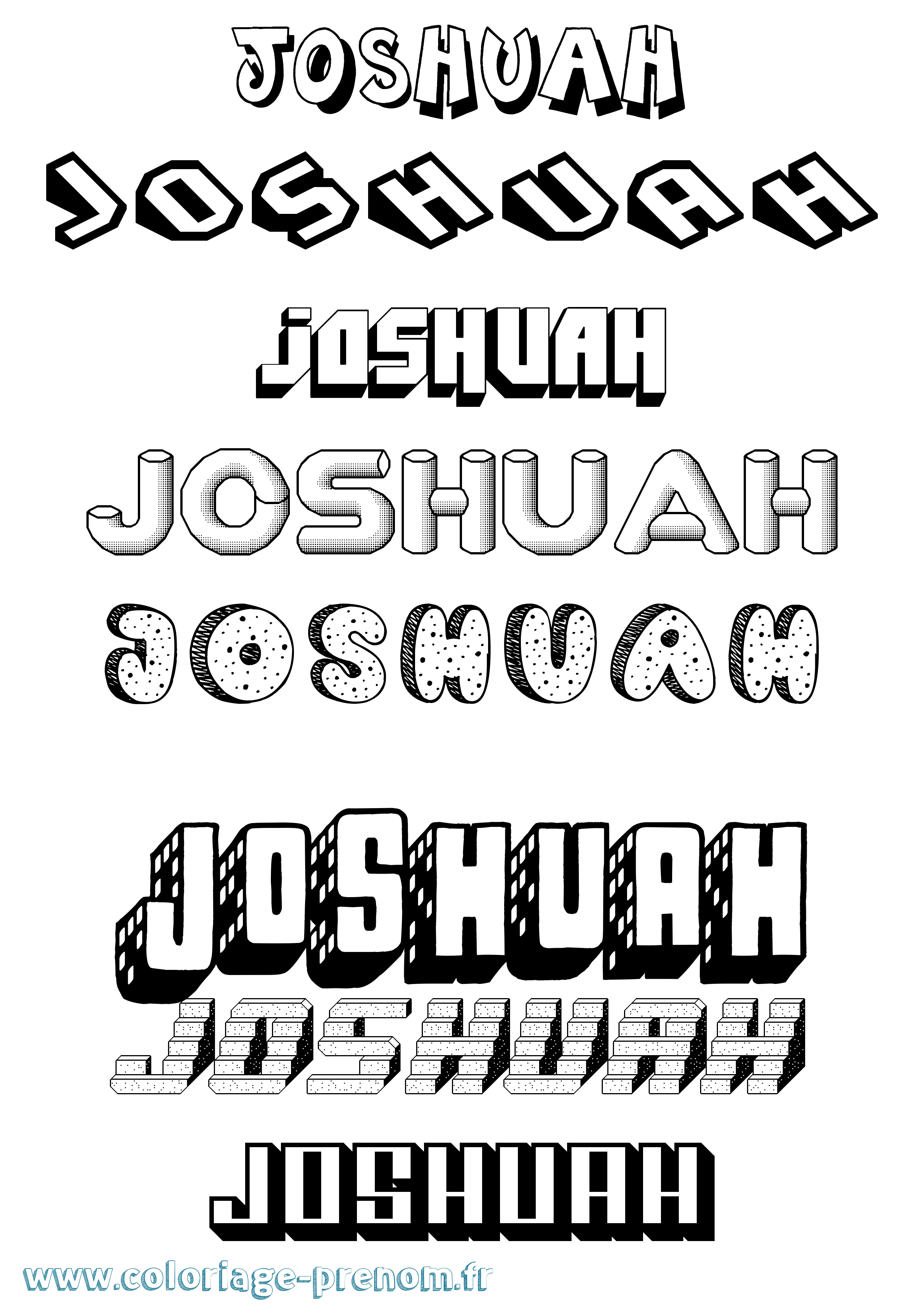 Coloriage Joshuah Effet 3D Coloriage prénom Joshuah Effet 3D