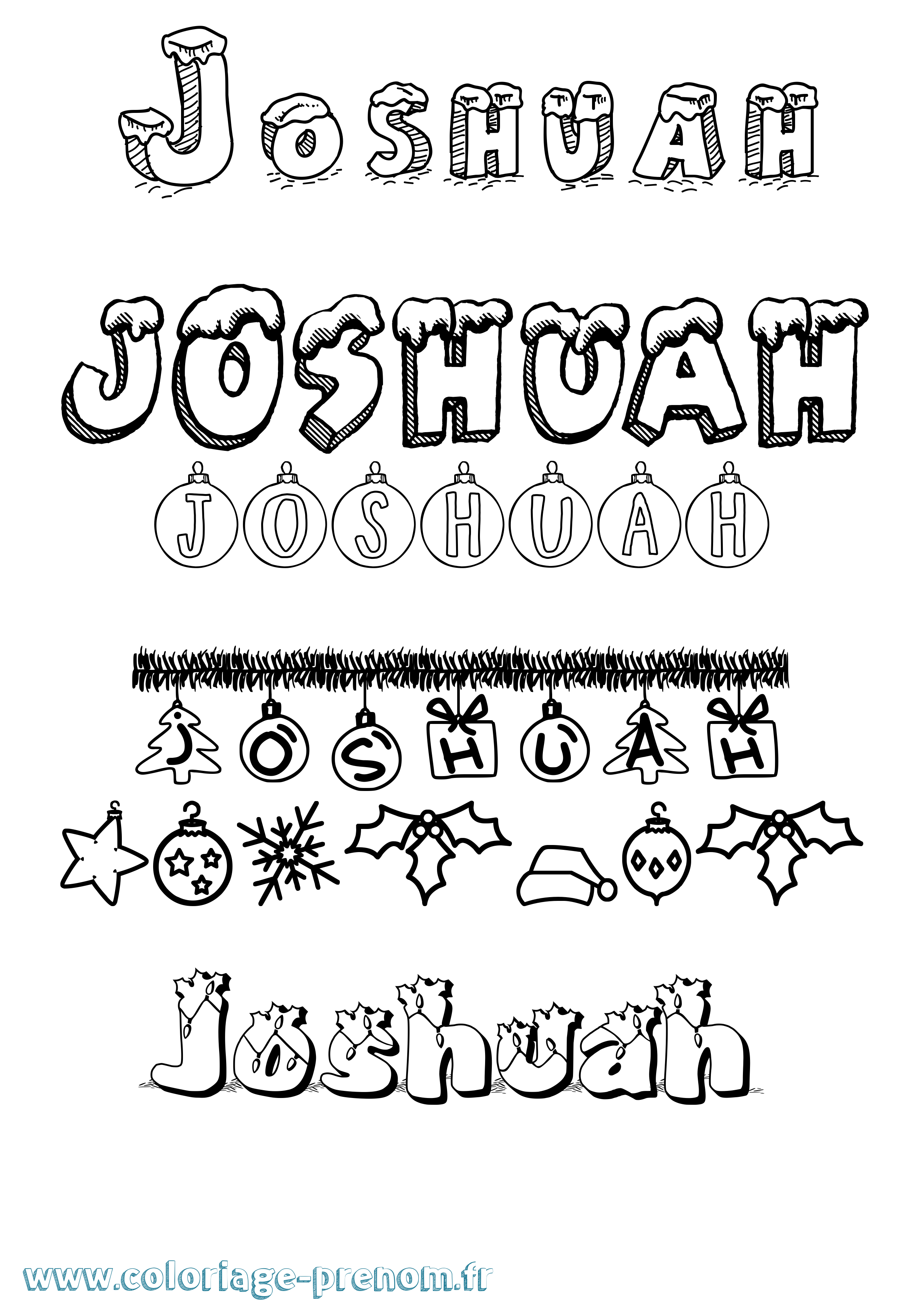 Coloriage Joshuah Noël Coloriage prénom Joshuah Noël