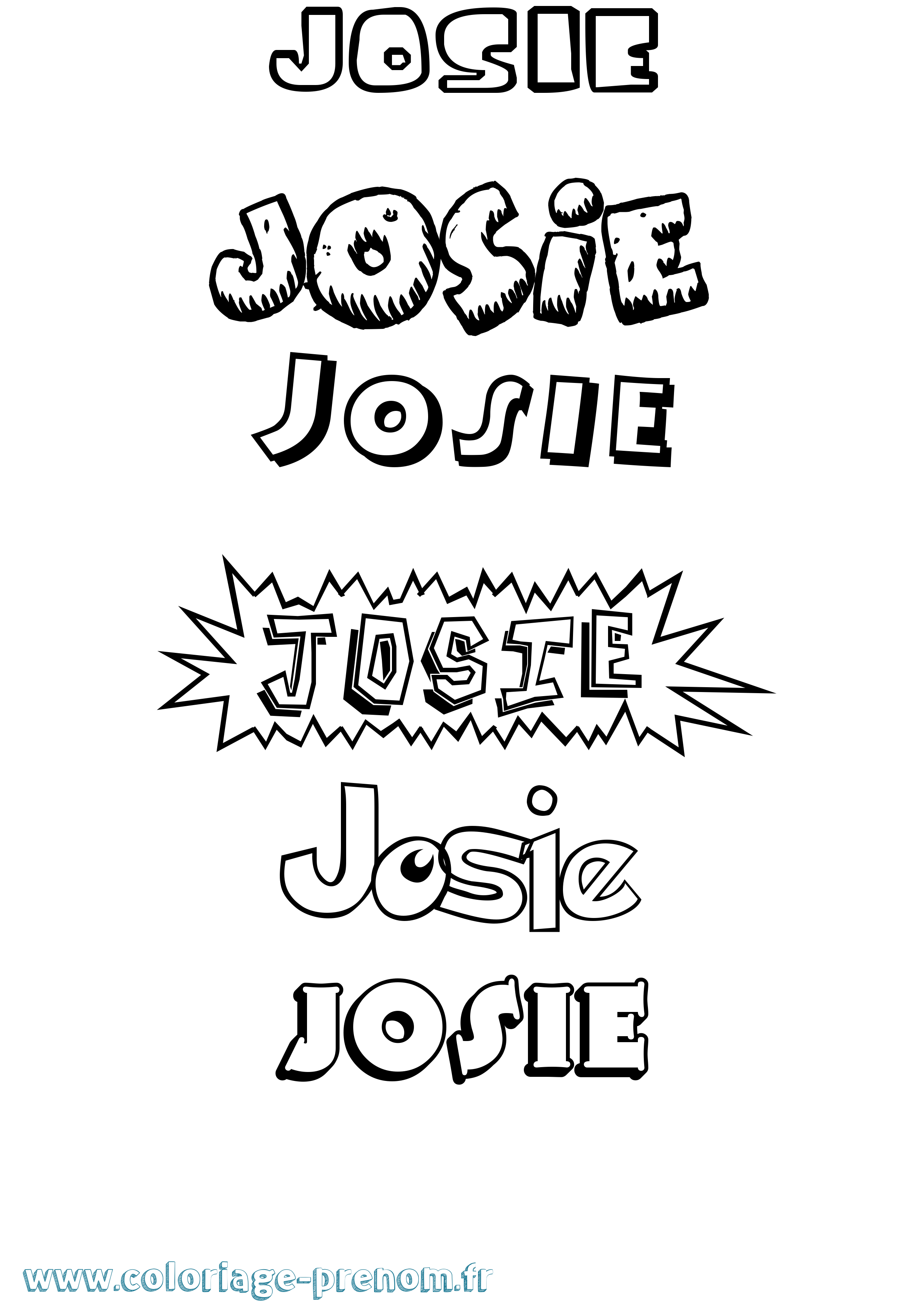 Coloriage prénom Josie Dessin Animé
