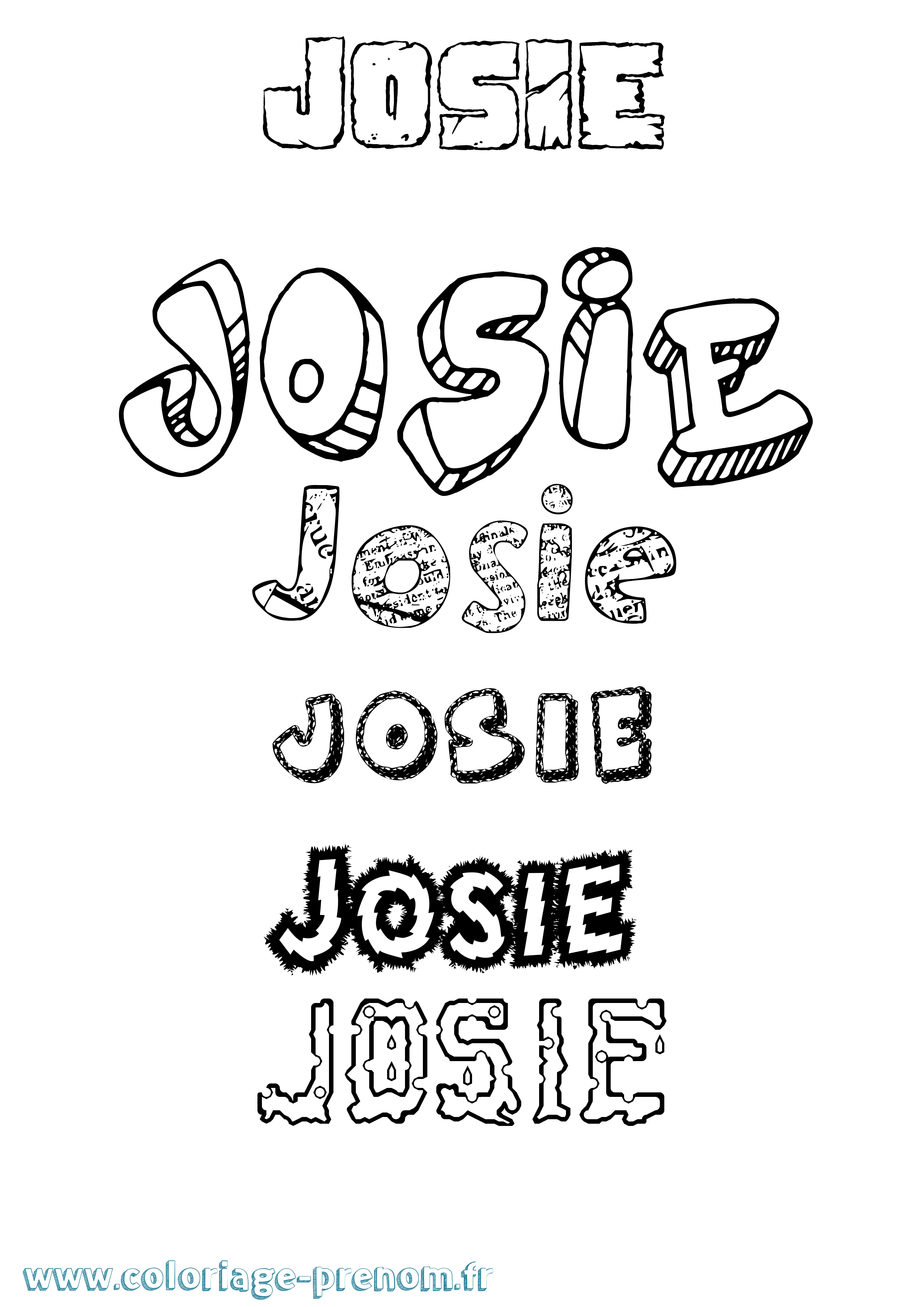 Coloriage prénom Josie Destructuré