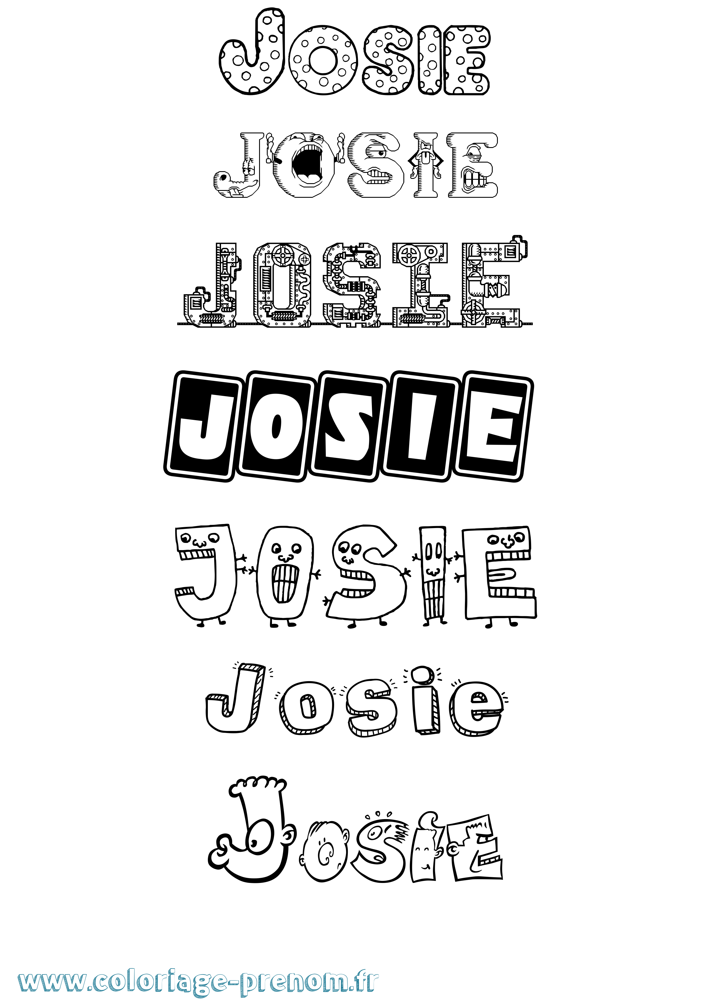 Coloriage prénom Josie Fun