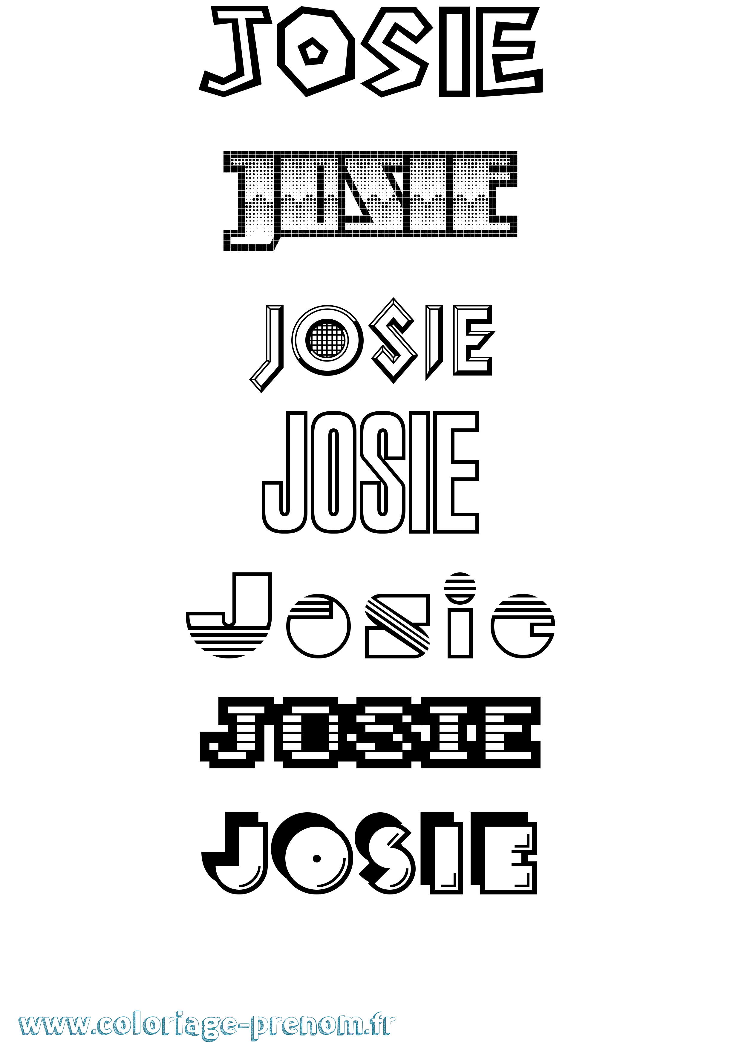 Coloriage prénom Josie Jeux Vidéos