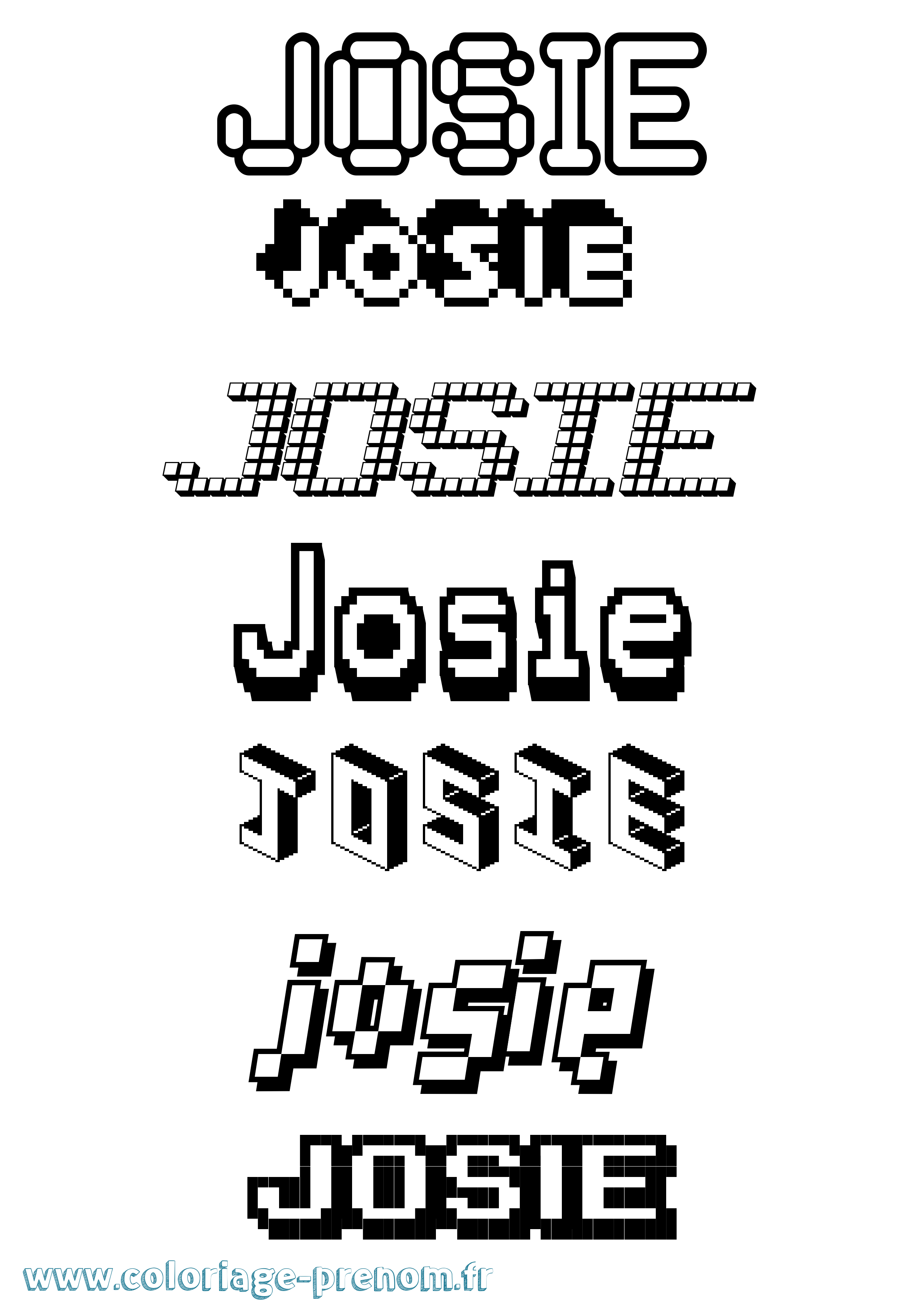 Coloriage prénom Josie Pixel