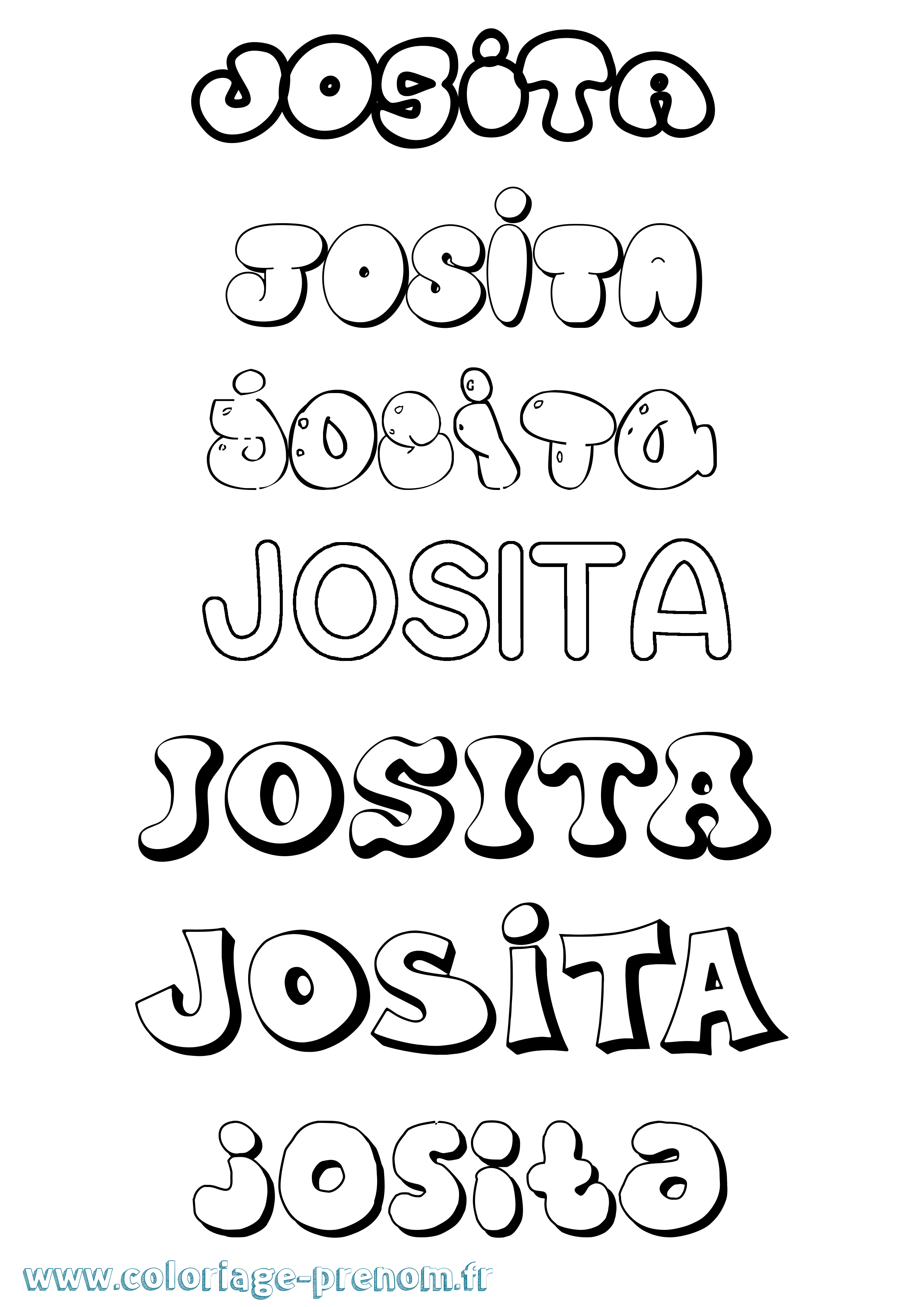 Coloriage prénom Josita Bubble