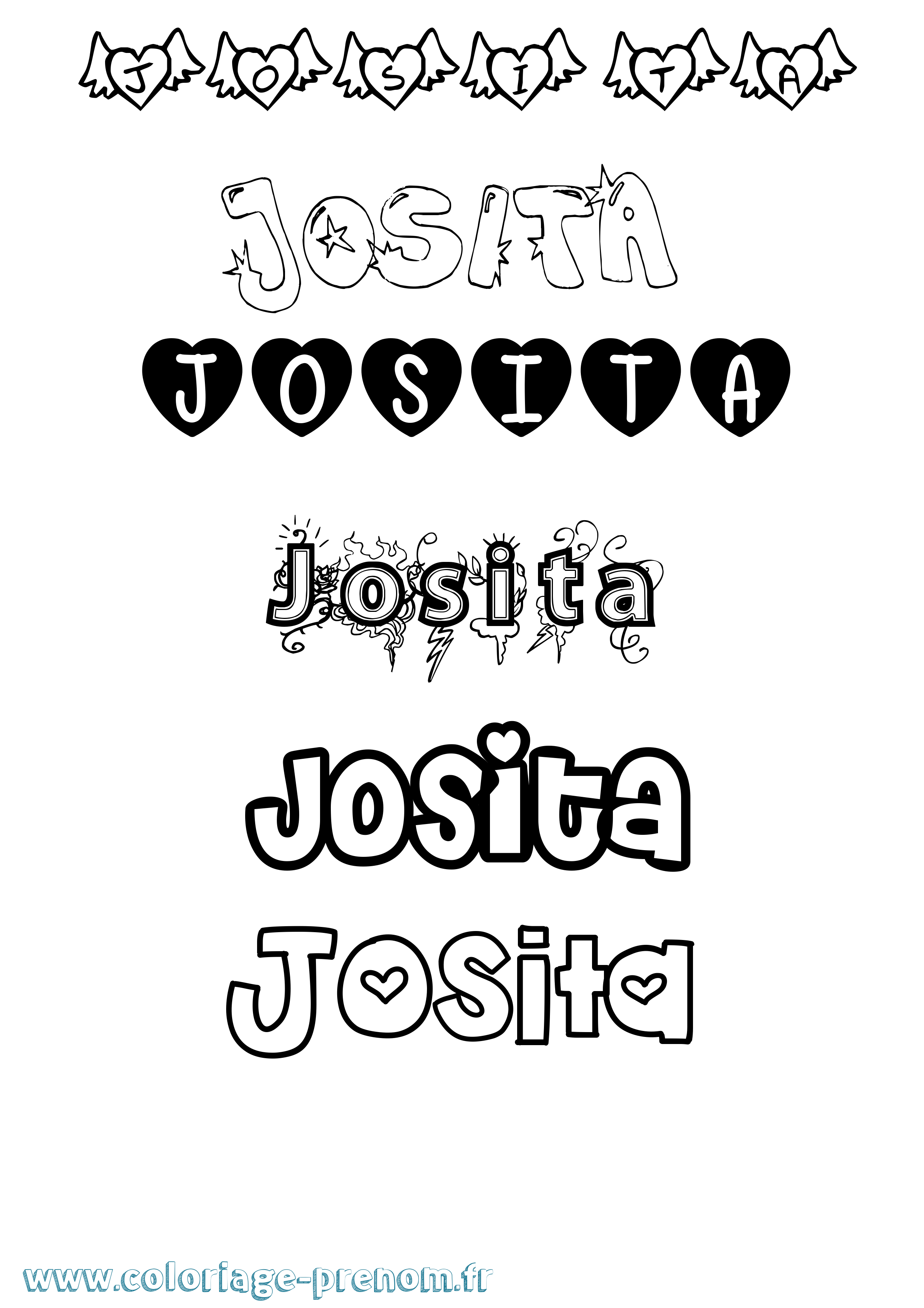 Coloriage prénom Josita Girly