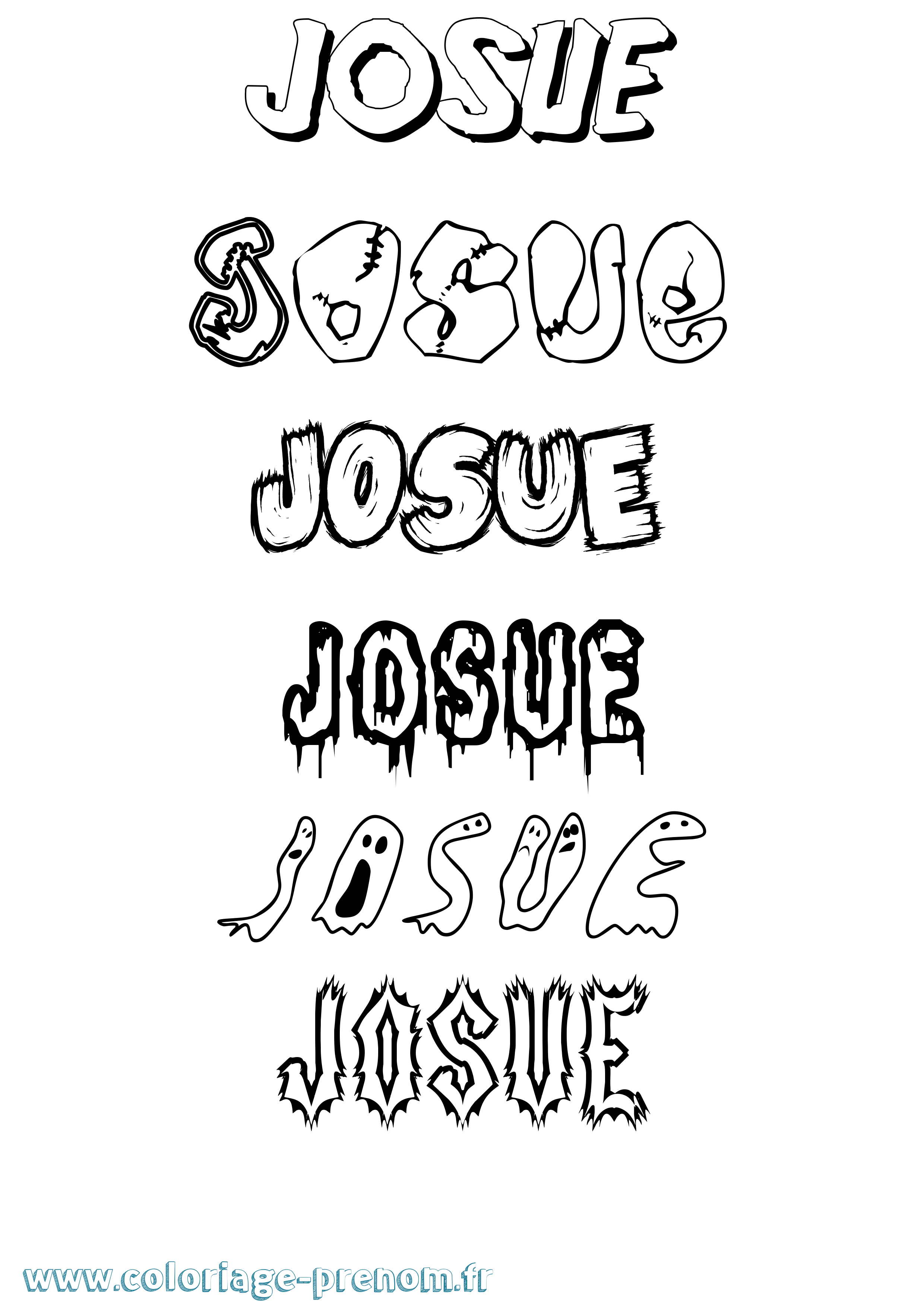 Coloriage prénom Josue Frisson