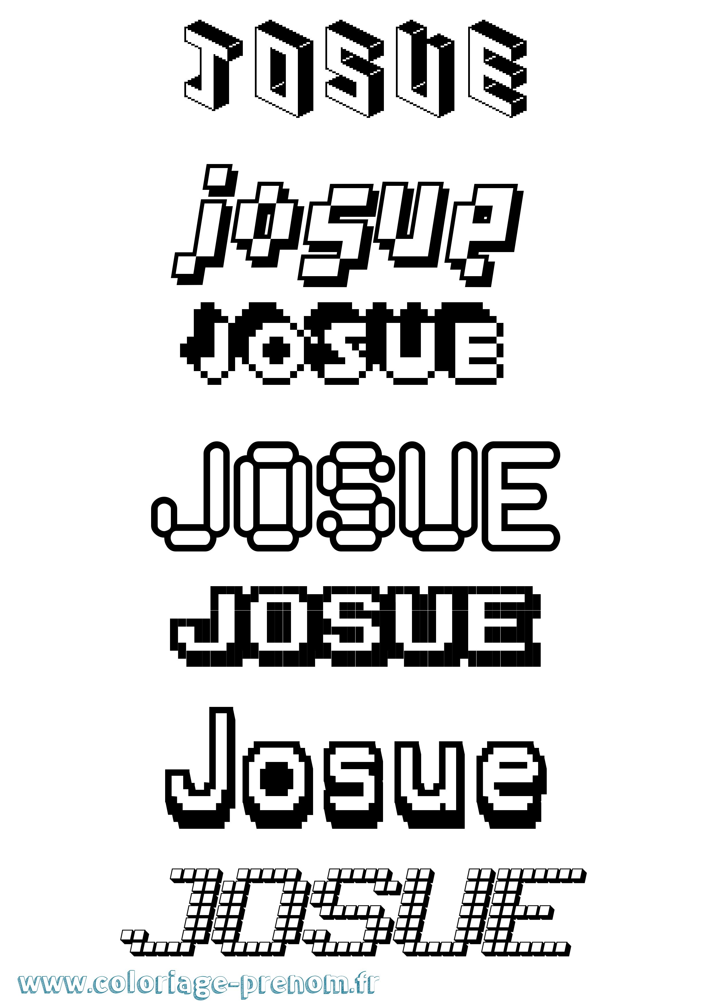 Coloriage prénom Josue Pixel