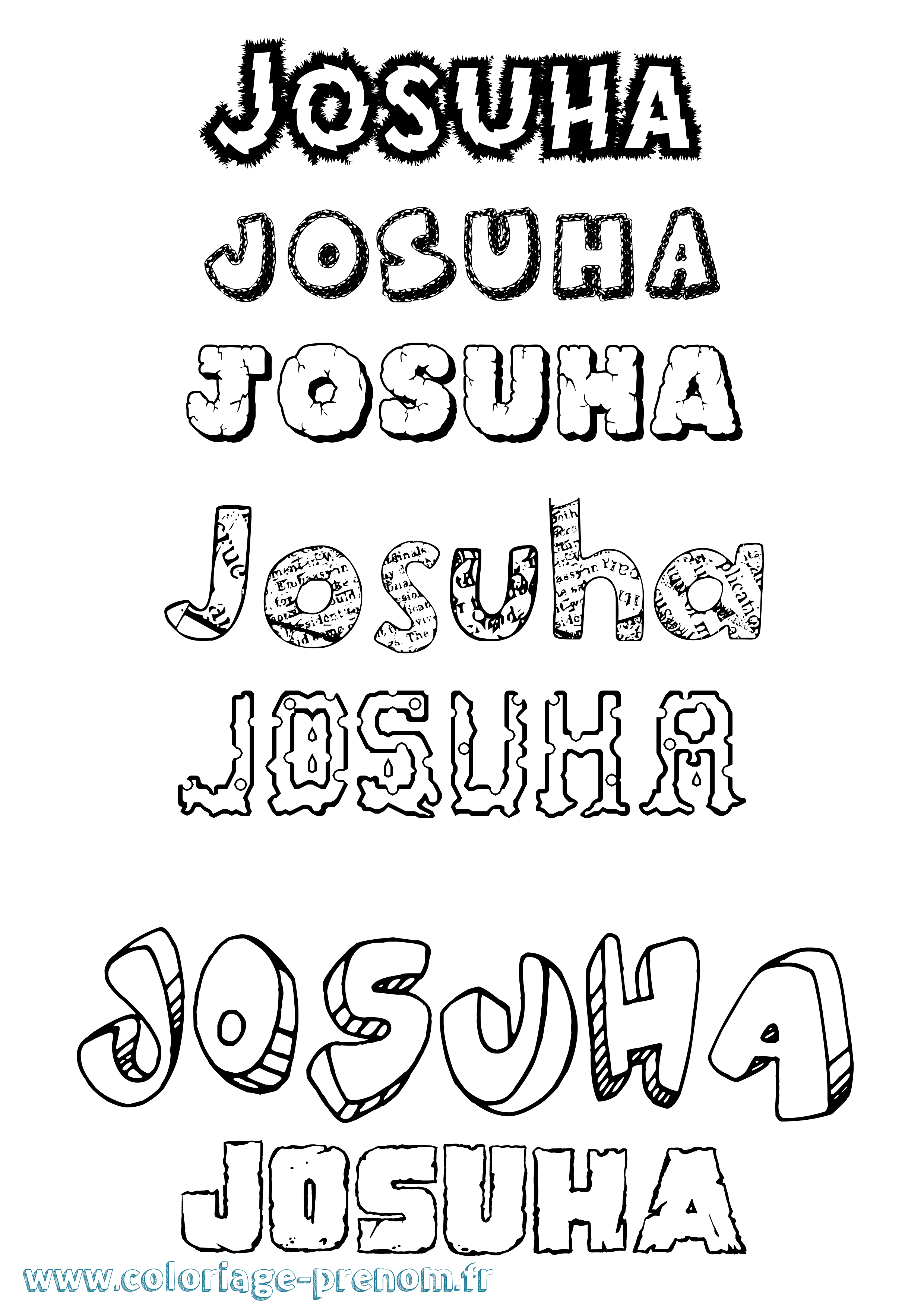 Coloriage Josuha Destructuré Coloriage prénom Josuha Destructuré